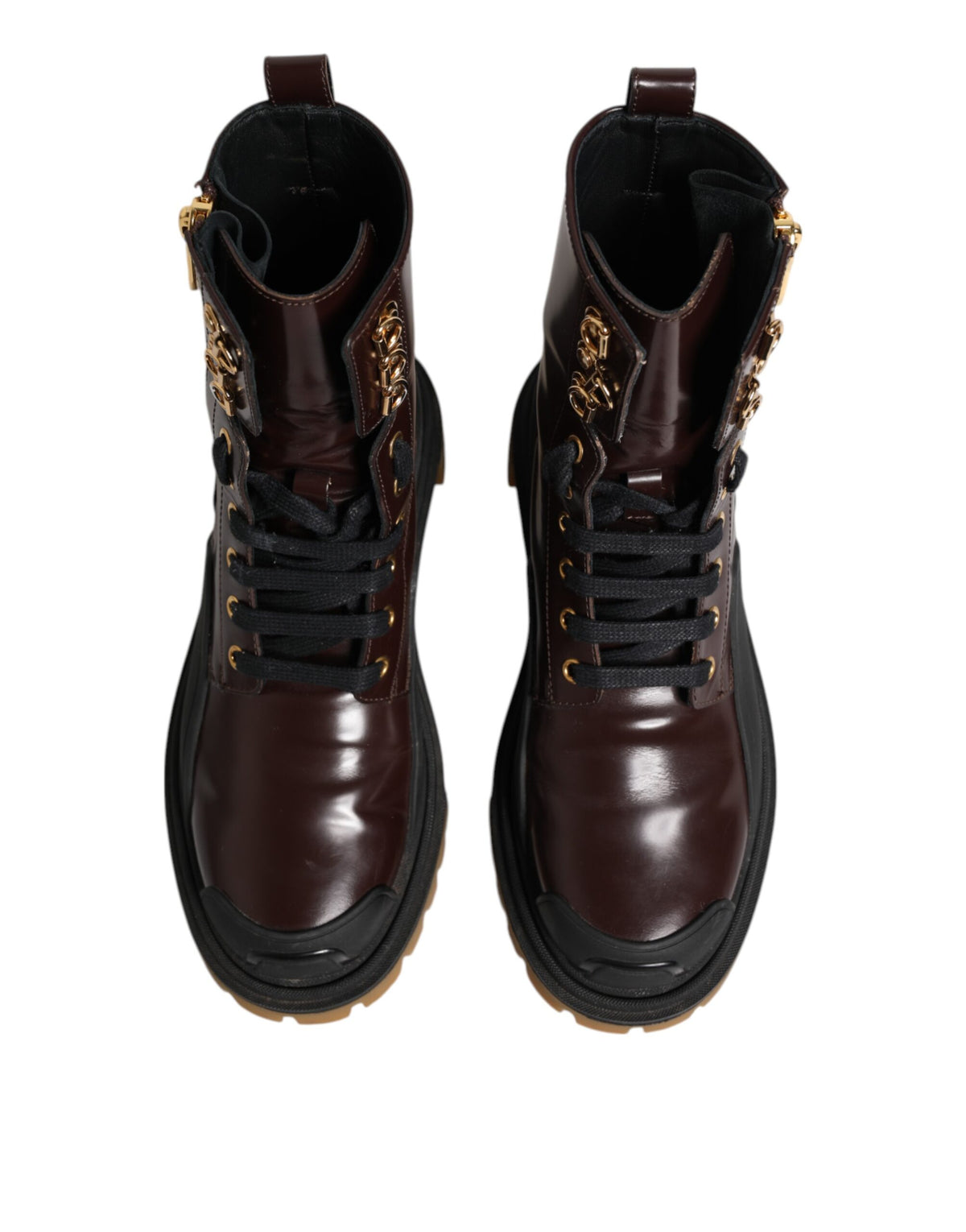 Elevate your style with Dolce & Gabbana's Maroon Leather Mid Calf Biker Boots, crafted from premium calf leather, embodying luxury and timeless sophistication.