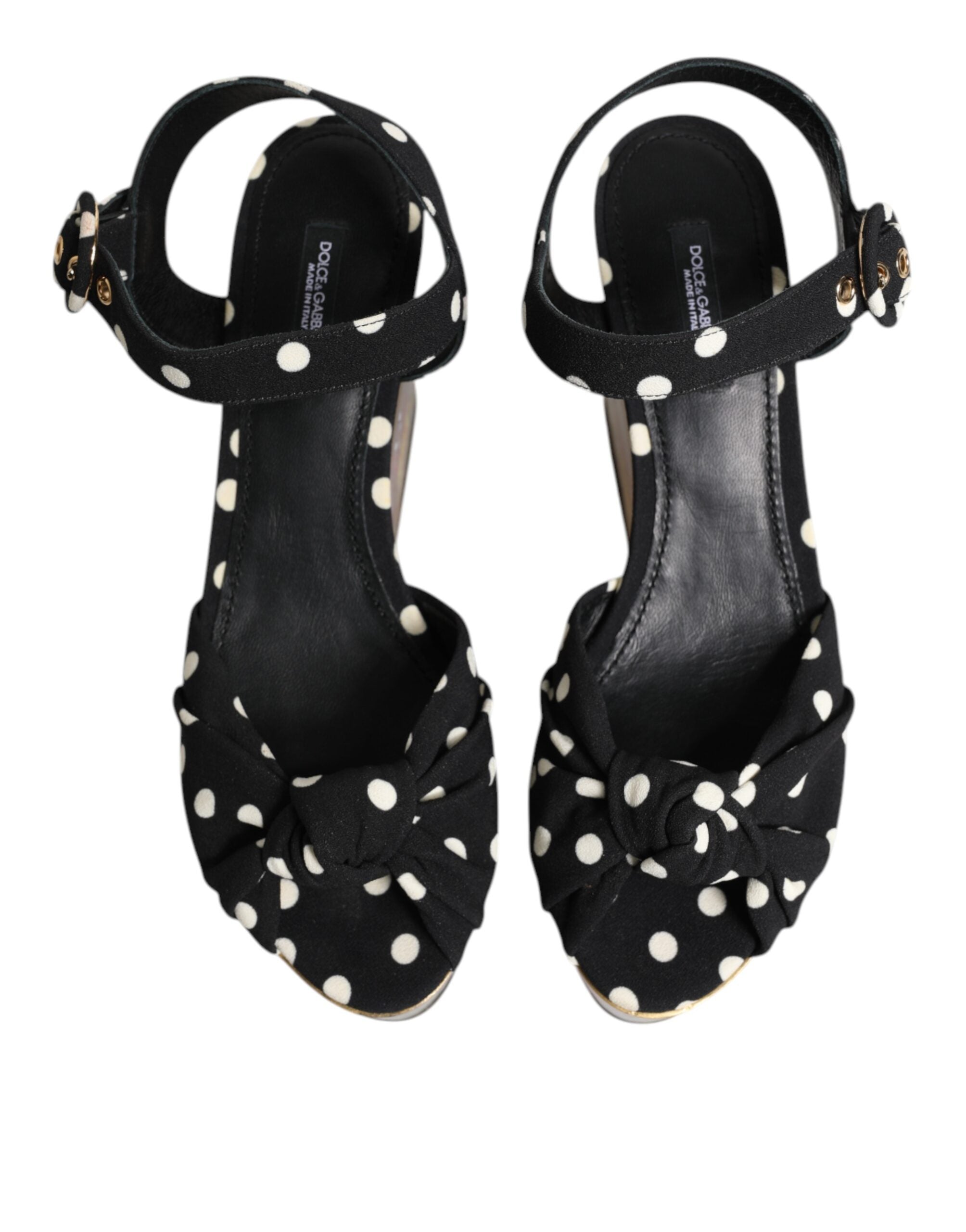 Dolce & Gabbana Multicolor Fish Polka Dot Wedge Sandals Shoes