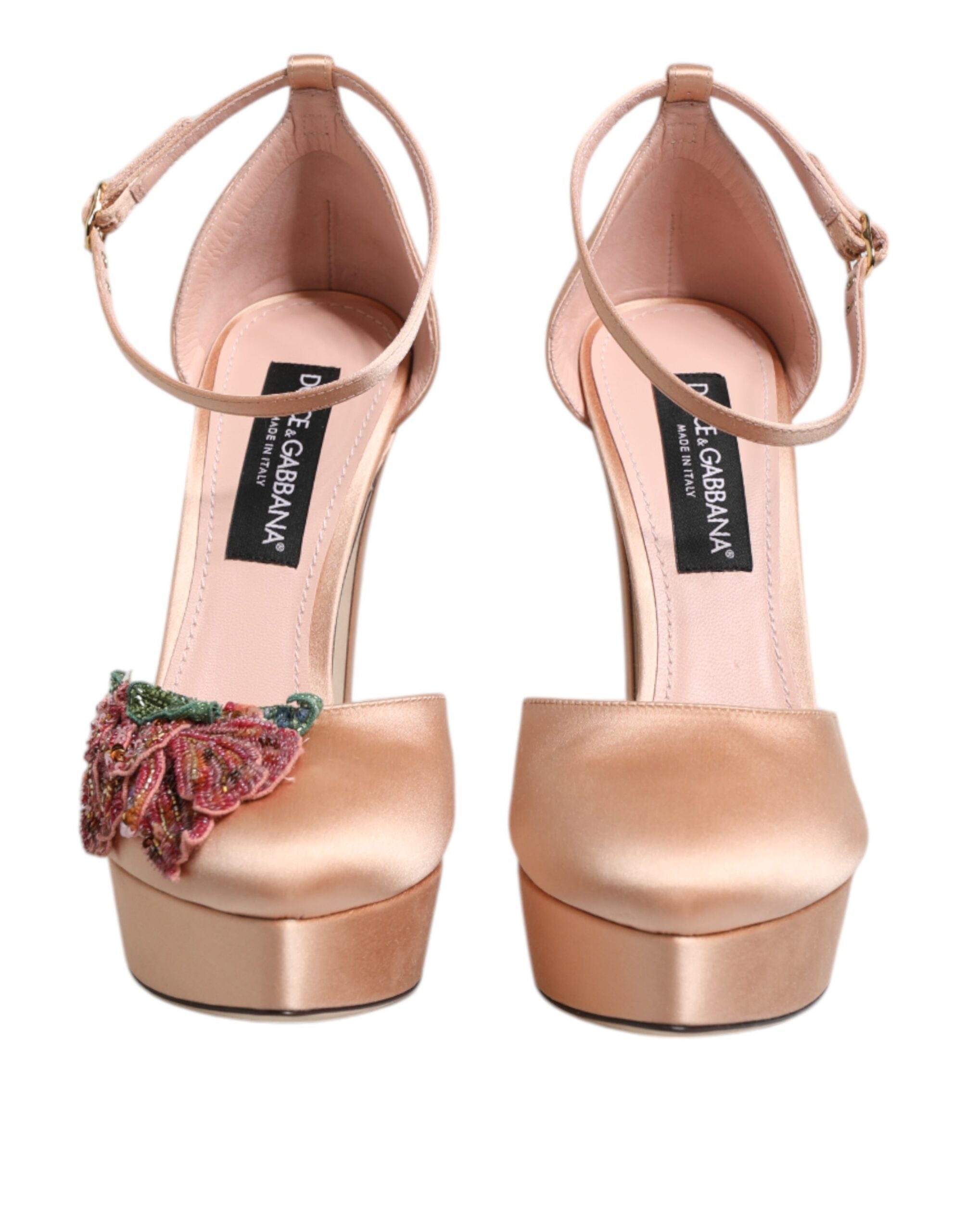 Indulge in the exquisite Dolce & Gabbana Pink Block Heels Ankle Strap Sandals, crafted from luxurious viscose and silk, celebrating timeless elegance and artisanal Italian craftsmanship.