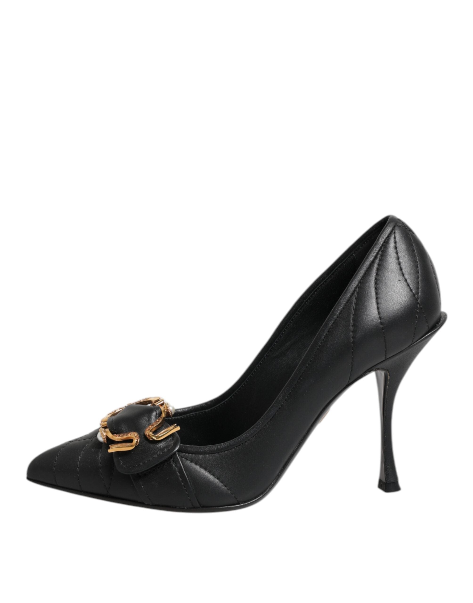 Dolce & Gabbana Black Devotion Leather Heels Pumps Shoes
