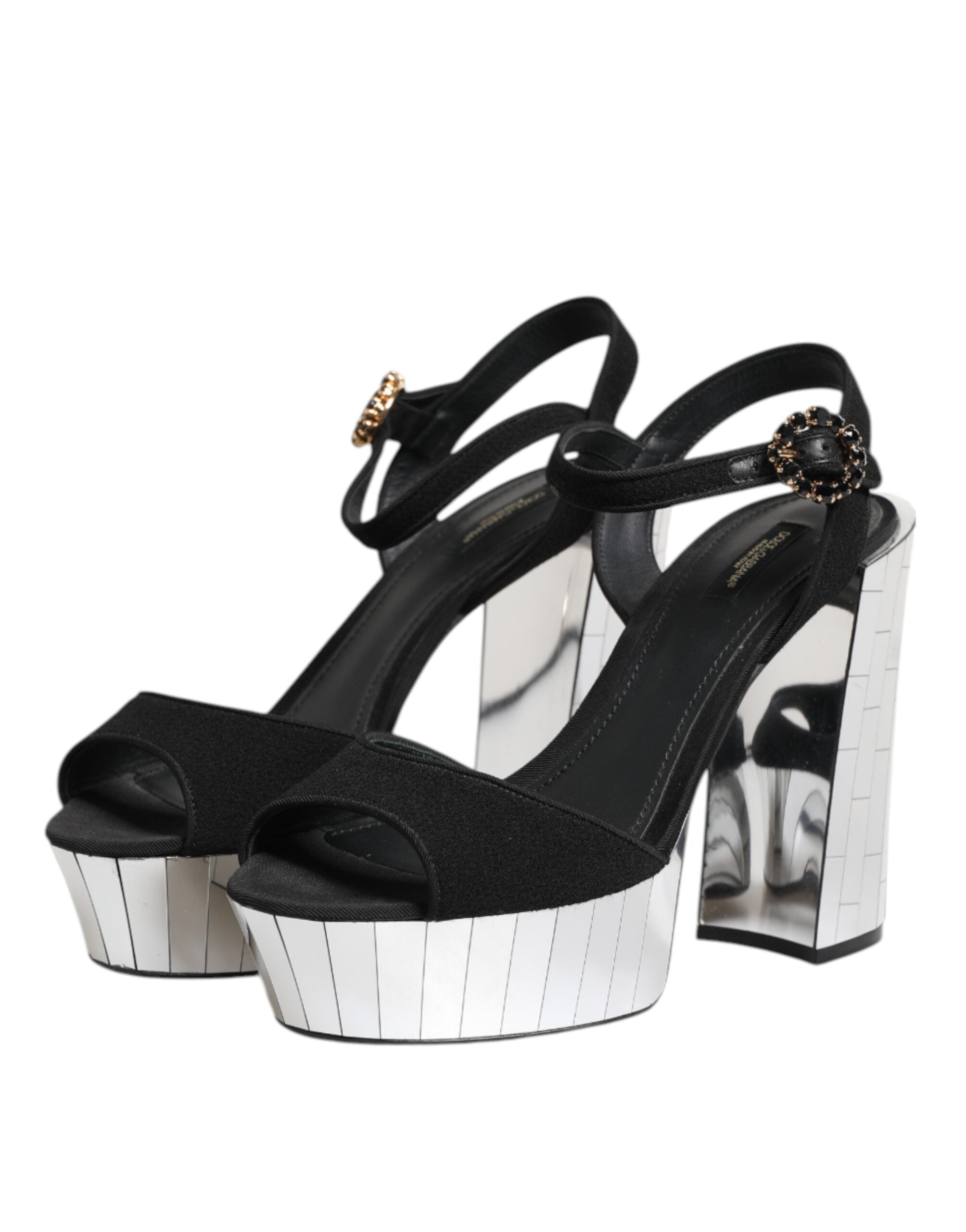 Experience the allure of Dolce & Gabbana's Black Crystal Ankle Strap Keira Sandal Shoes, where exquisite craftsmanship meets luxurious materials, elevating your every step.