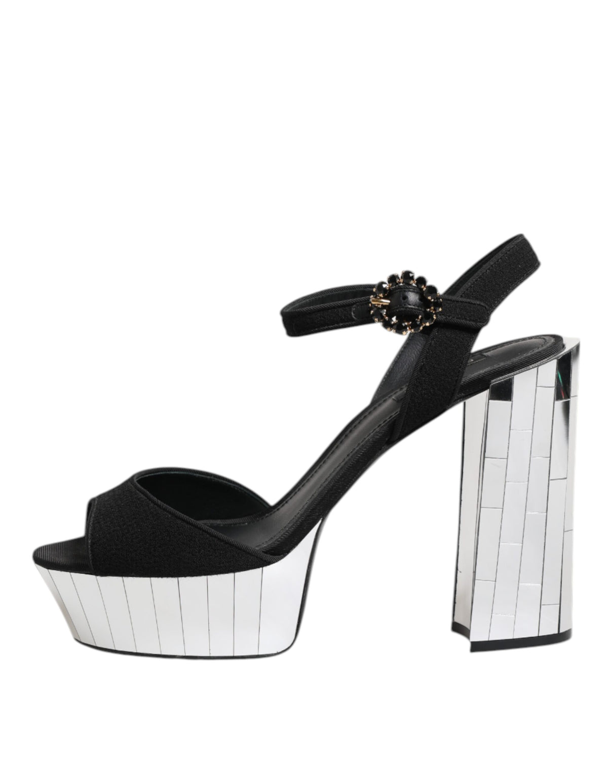 Step into sophistication with Dolce & Gabbana's Black Crystal Ankle Strap Keira Sandal Shoes, where exquisite craftsmanship meets luxurious materials for an unforgettable allure.