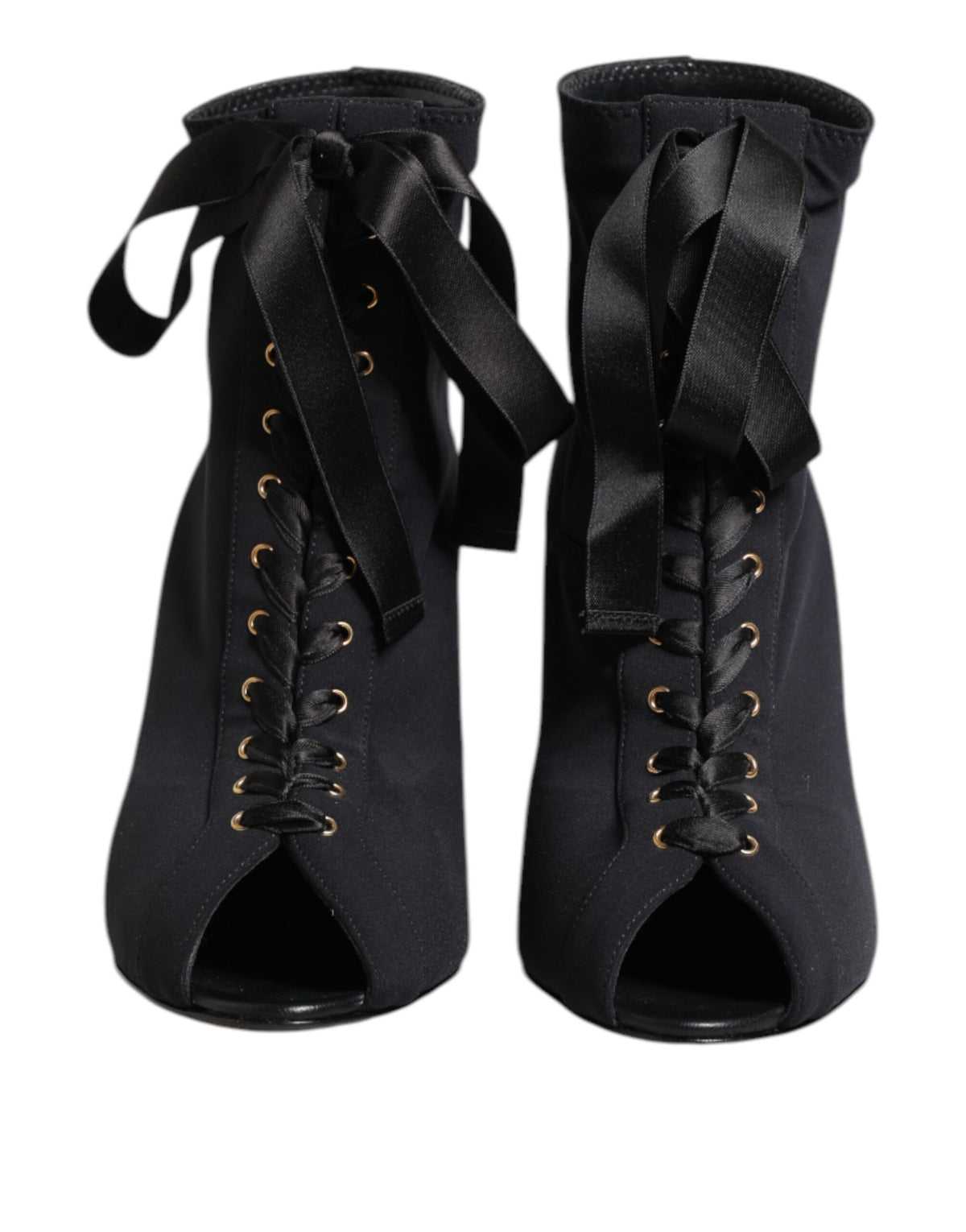 Step into the allure of Dolce & Gabbana's Black Stiletto Heels Lace Up Boots, where exquisite craftsmanship meets luxurious elegance, perfect for the modern muse.