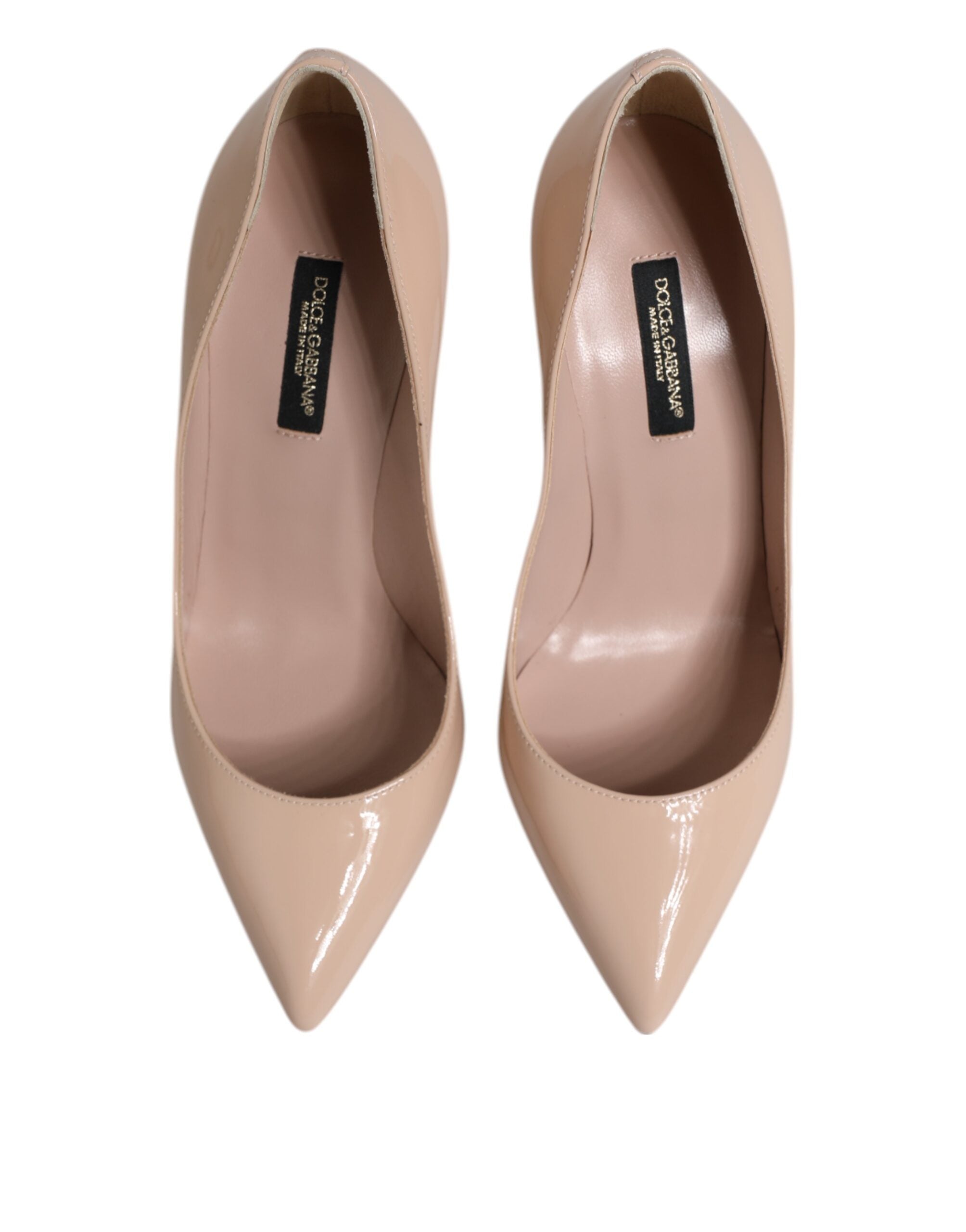 Dolce & Gabbana Beige Patent Leather Stiletto Heel Pumps Shoes