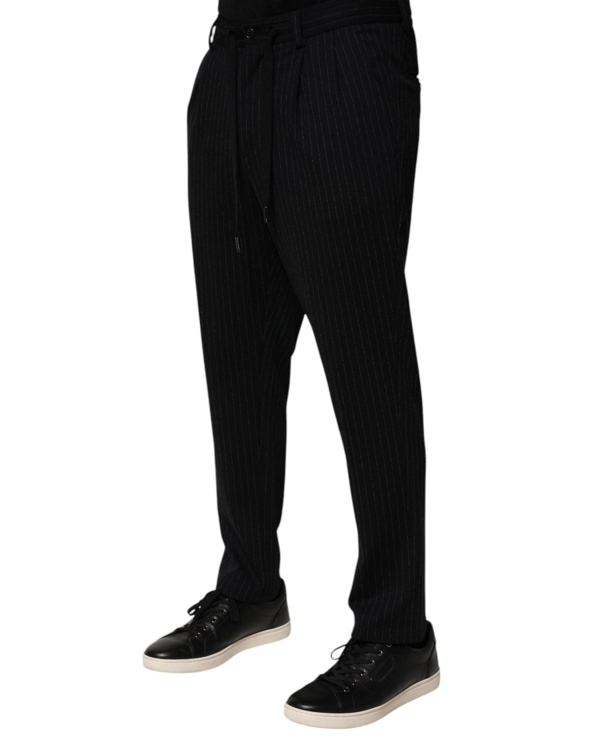 Indulge in the exquisite Dolce & Gabbana Black Stripes Viscose Skinny Dress Men Pants, where luxurious craftsmanship meets contemporary elegance for the discerning fashionista.