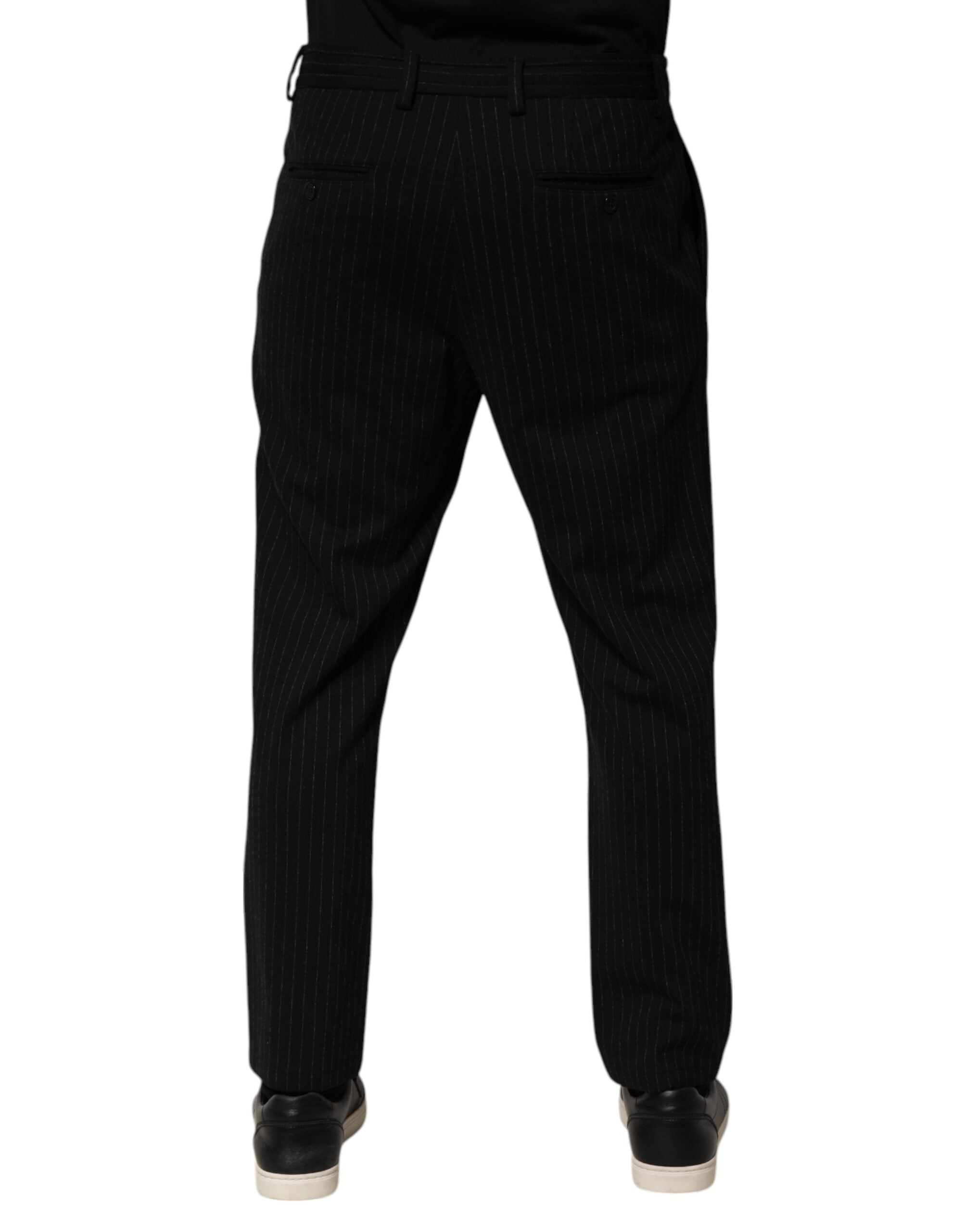 Indulge in the exquisite allure of Dolce & Gabbana's Black Stripes Viscose Skinny Dress Men Pants, where luxurious craftsmanship meets timeless elegance for the discerning individual.