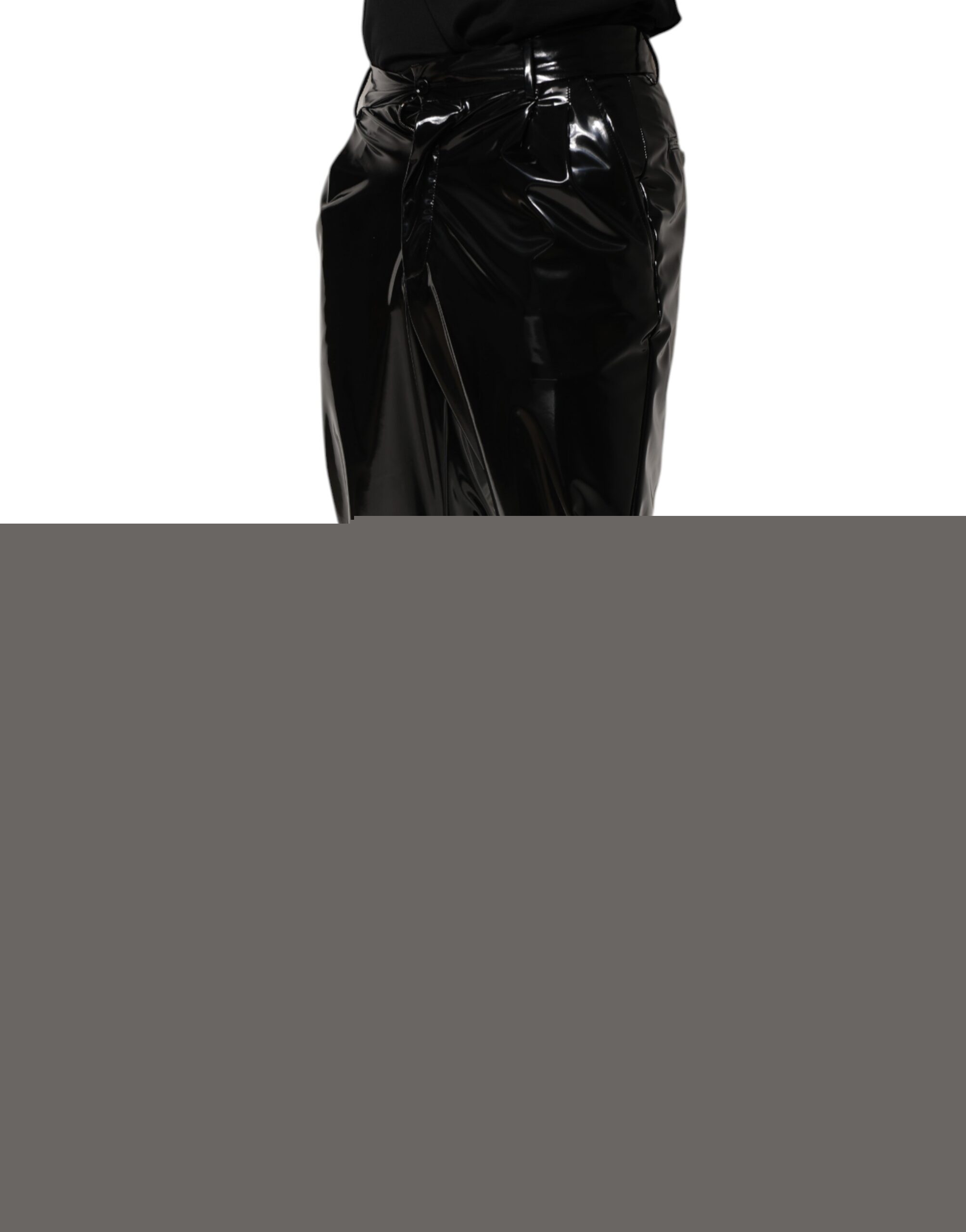 Dolce & Gabbana Black Polyester Mid Waist Men Trouser Pants