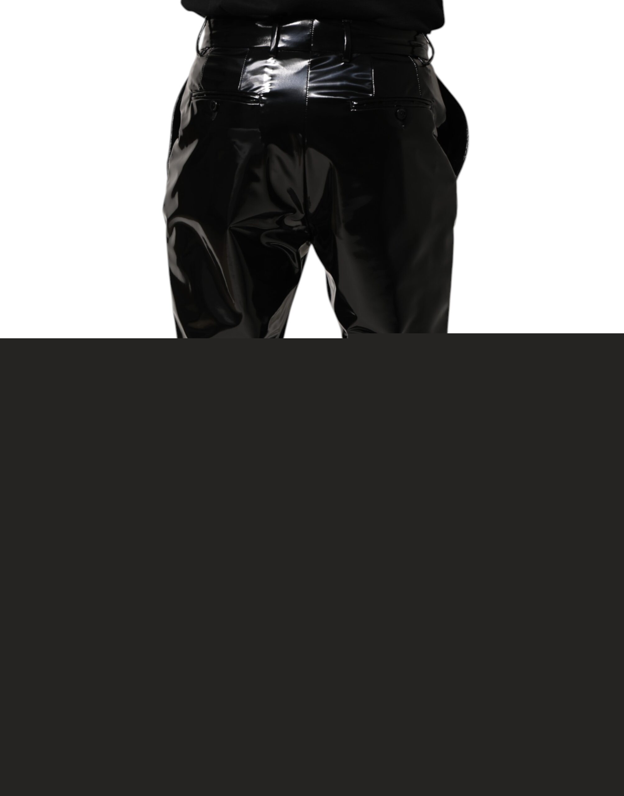 Dolce & Gabbana Black Polyester Mid Waist Men Trouser Pants