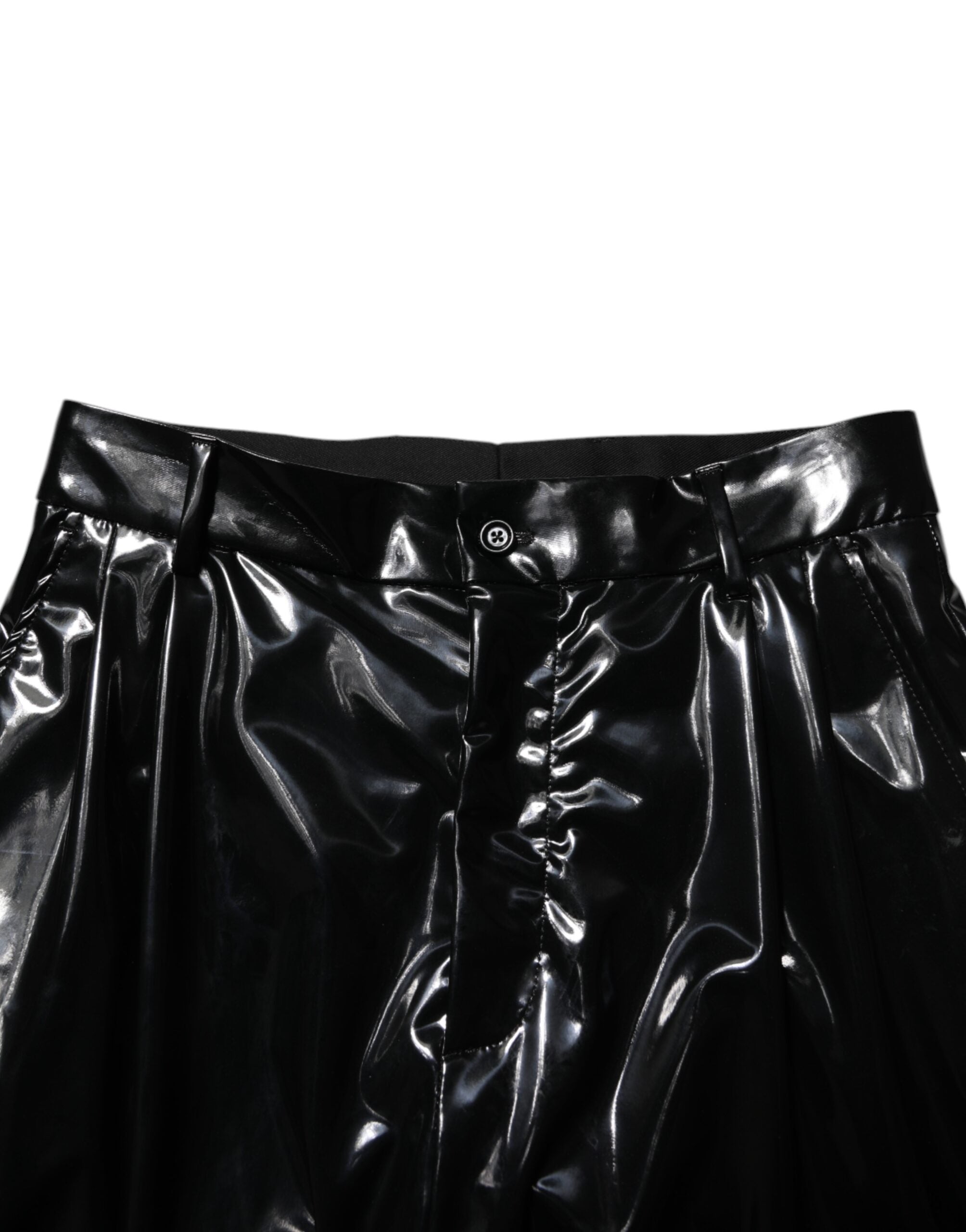 Elevate your wardrobe with Dolce & Gabbana's Black Polyester Mid Waist Trouser Pants, crafted in Italy for a timeless blend of luxury and sophistication.