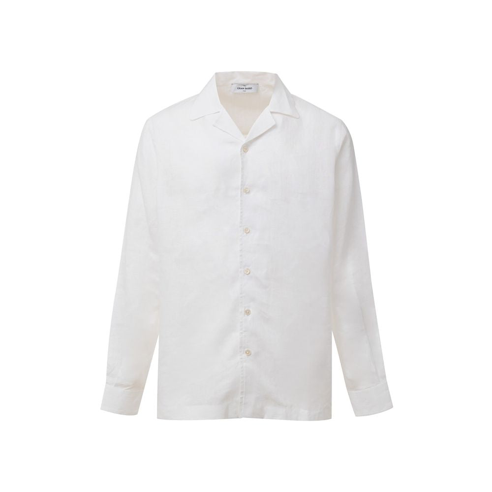Indulge in the Gran Sasso White Linen Shirt, an exquisite blend of artisanal craftsmanship and modern elegance, perfect for elevating your sophisticated wardrobe.