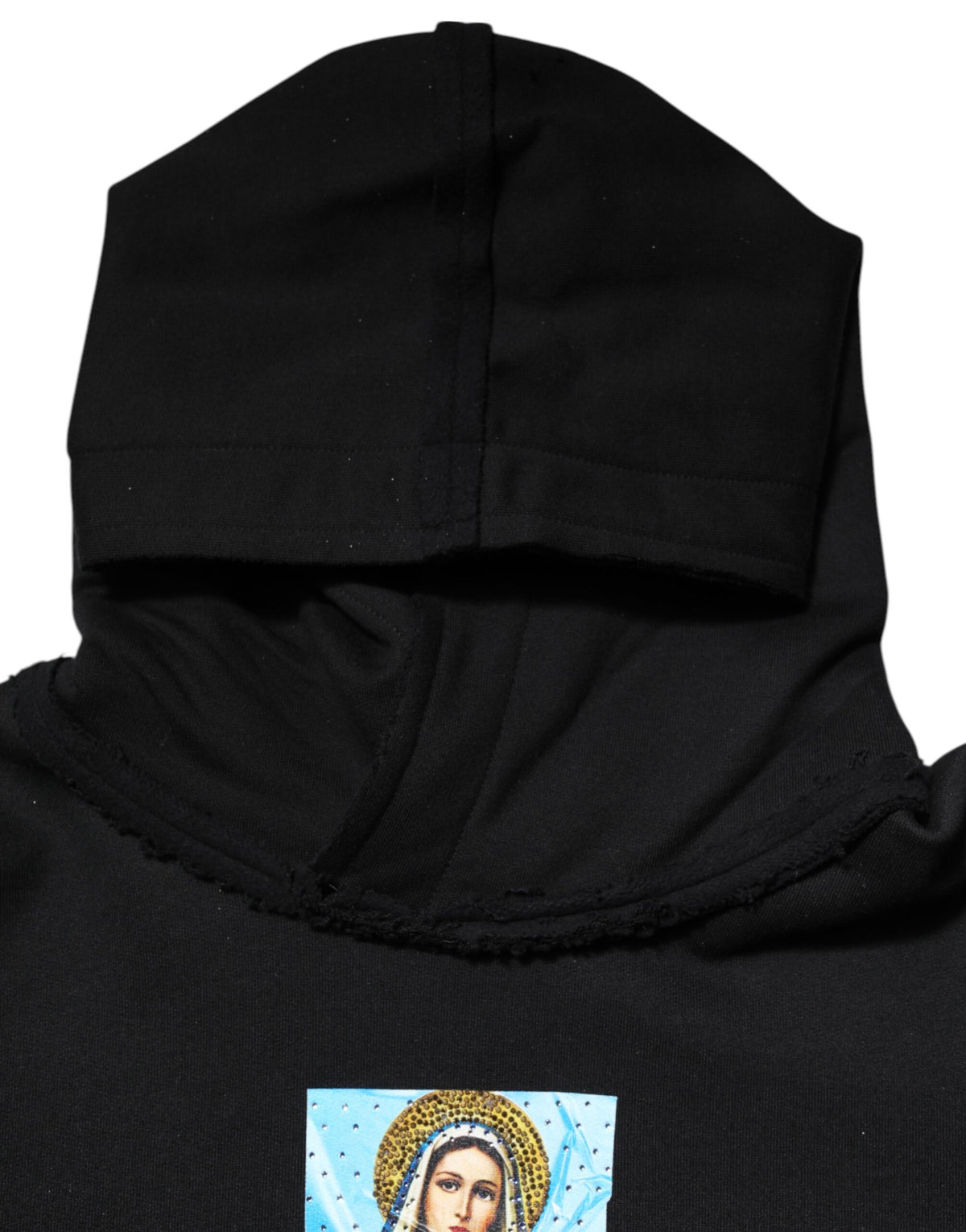 Indulge in the exquisite Dolce & Gabbana Black Printed Hoodie, a luxurious blend of 100% cotton and crystal embellishments, perfect for elevating your everyday elegance.
