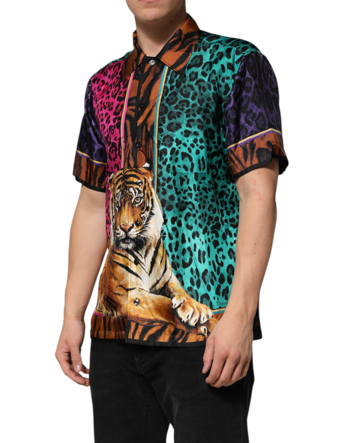 Dolce & Gabbana Silk Tiger Print Hawaiian T-shirt - Luxe Elegance