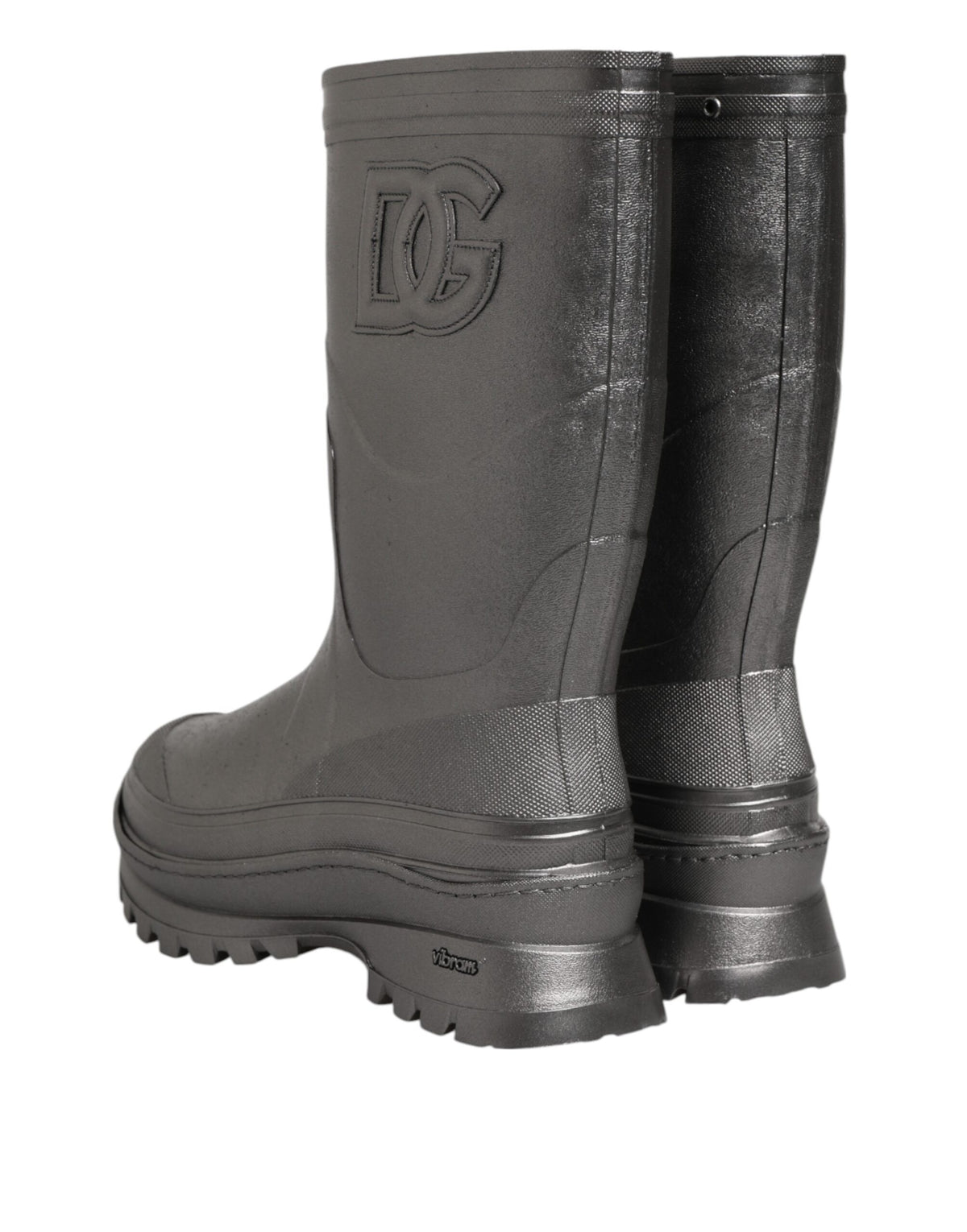 Elevate your rainy-day elegance with Dolce & Gabbana's Black Argento Pull On Rain Boots, crafted from premium waterproof rubber for a luxurious experience.