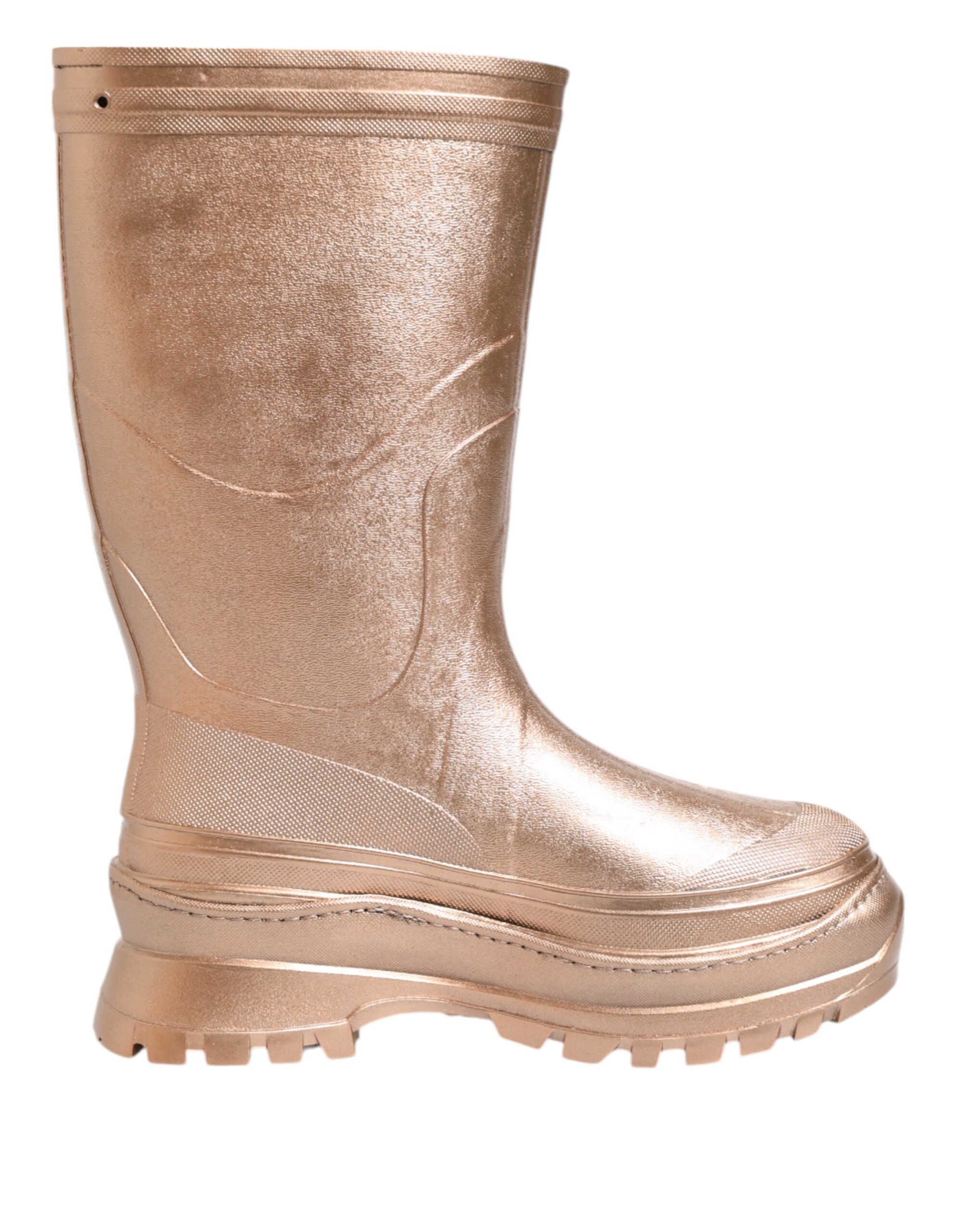 Dolce & Gabbana Rose Gold Rubber Pull On Rain Boots Shoes