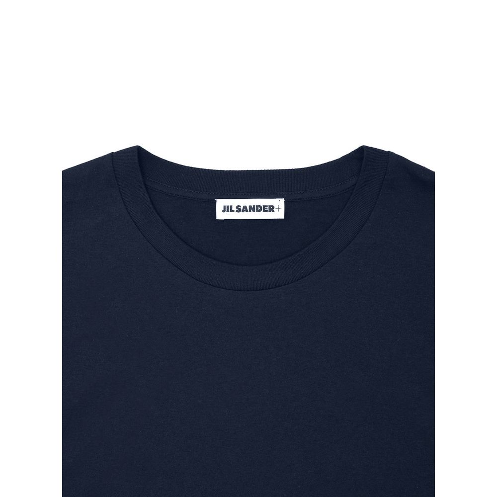 Elevate your wardrobe with the Jil Sander Blue Cotton T-Shirt, a luxurious blend of cotton and cashmere, embodying timeless elegance and effortless sophistication.