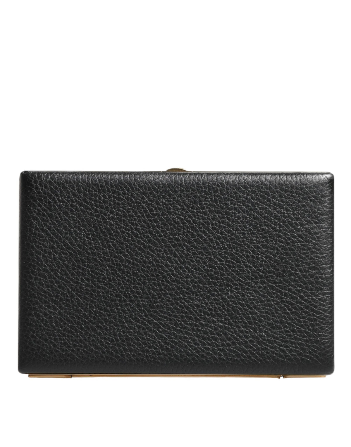 Indulge in the exquisite allure of the Dolce & Gabbana Black Leather Gold Frame Clutch, a masterpiece of Italian craftsmanship that elevates any evening ensemble.