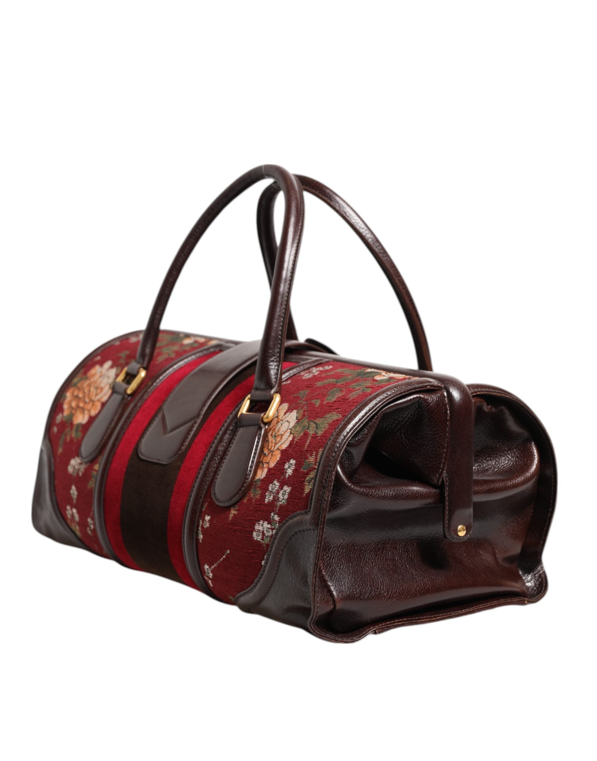 Dolce & Gabbana Multicolor Leather Jacquard Velvet Travel Duffle Bag