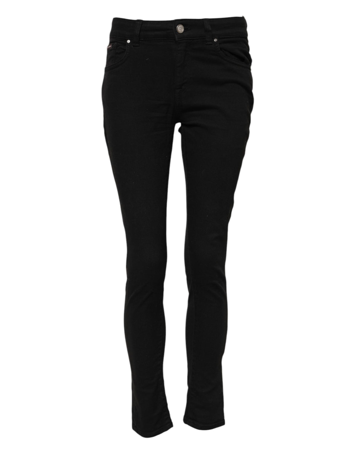 Indulge in the exquisite Dolce & Gabbana Black Cotton Skinny Mid Waist Denim Jeans, where Italian craftsmanship meets timeless elegance, elevating every moment into a statement of luxury.
