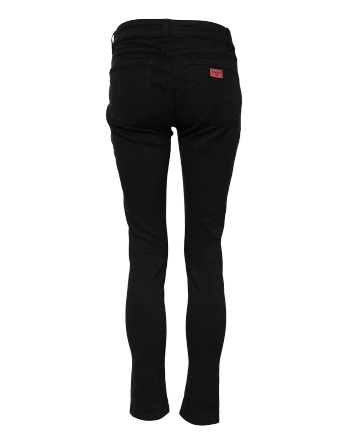 Indulge in the exquisite Dolce & Gabbana Black Cotton Skinny Mid Waist Denim Jeans, where Italian artistry meets luxurious comfort, elevating your every moment.