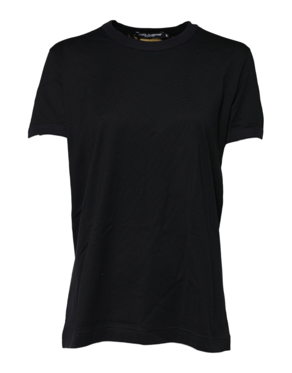 Indulge in the essence of luxury with the Dolce & Gabbana Black Cotton DG Print Short Sleeve Top, crafted in Italy from premium cotton for timeless elegance and sophisticated allure.