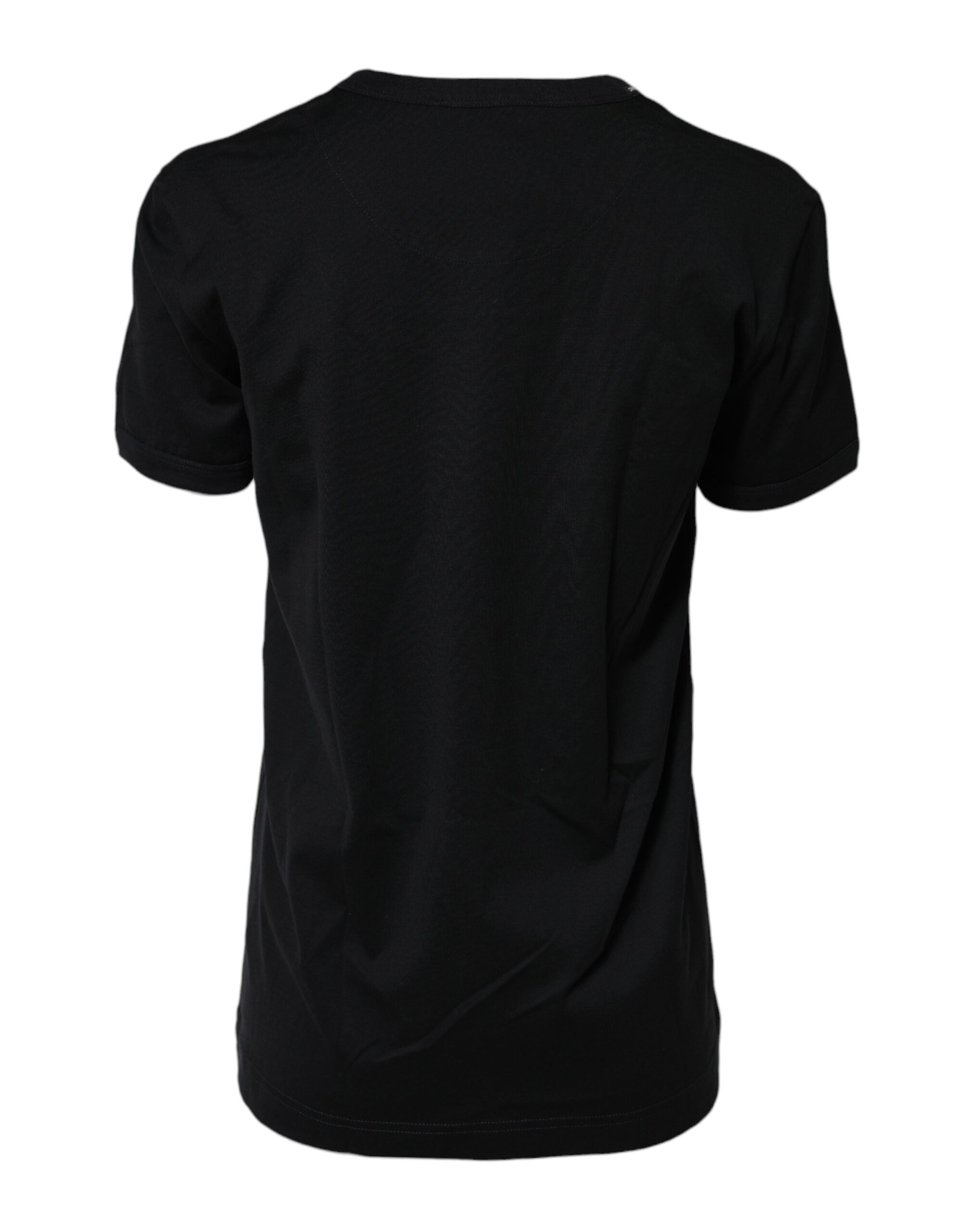 Indulge in the exquisite Dolce & Gabbana Black Cotton DG Print Short Sleeve Top, a timeless piece crafted in Italy from premium cotton, embodying luxury and sophistication for the discerning wardrobe.
