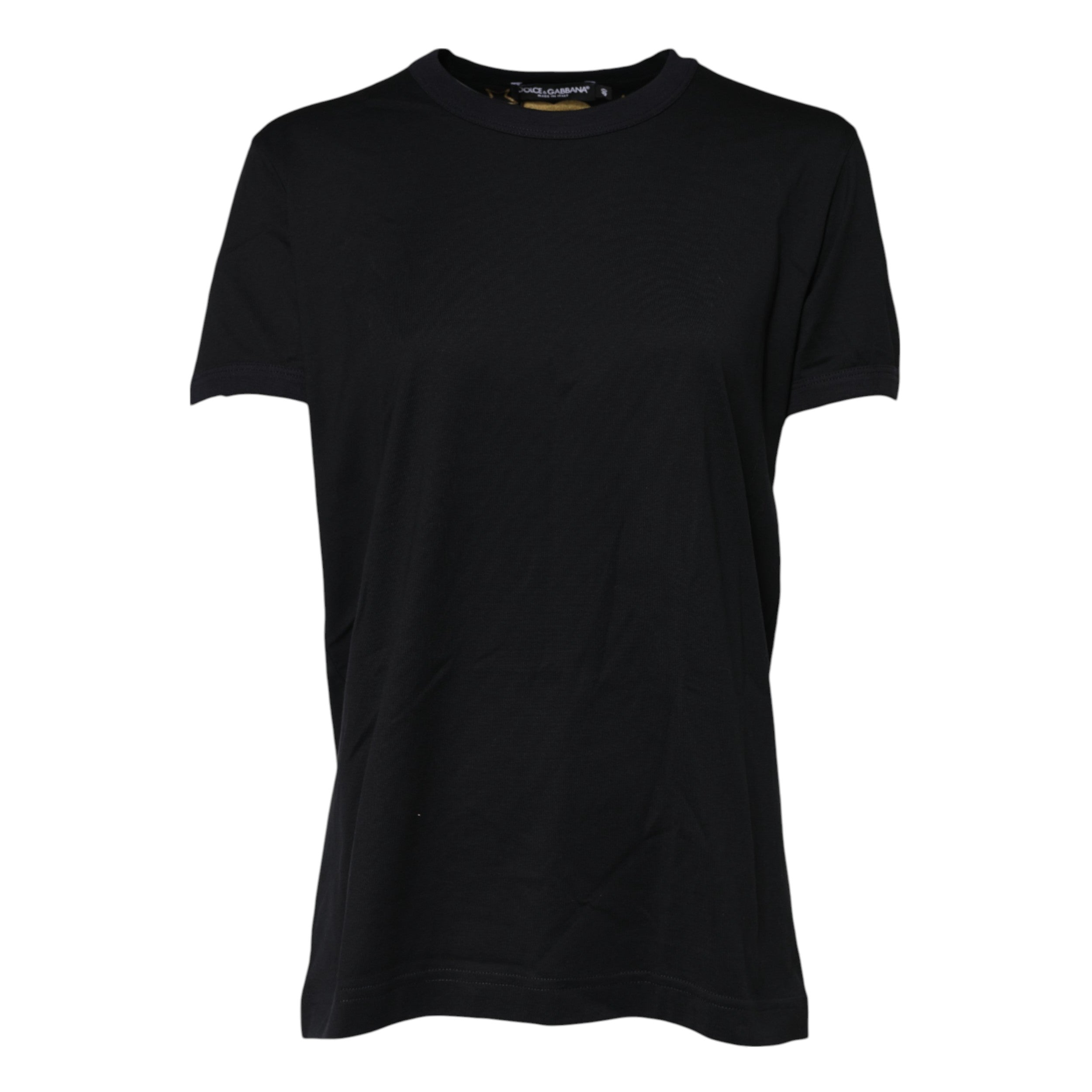 Indulge in the Dolce & Gabbana Black Cotton DG Print Short Sleeve Top, a masterpiece of Italian craftsmanship that embodies timeless elegance and sophisticated allure.