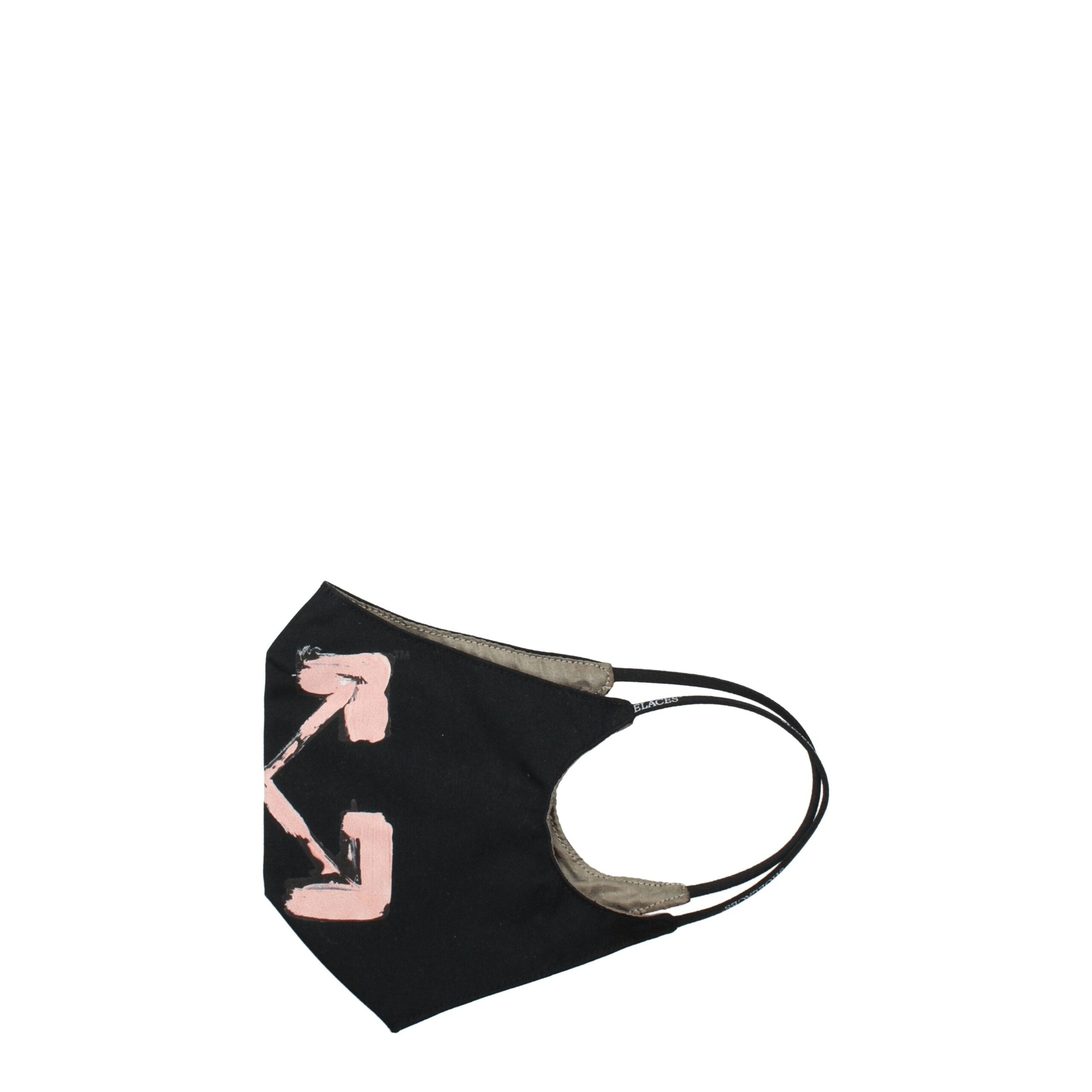Elevate your style with the Off-White Black Cotton Facemask, a luxurious blend of elegance and comfort, featuring a striking pink logo that redefines sophistication.