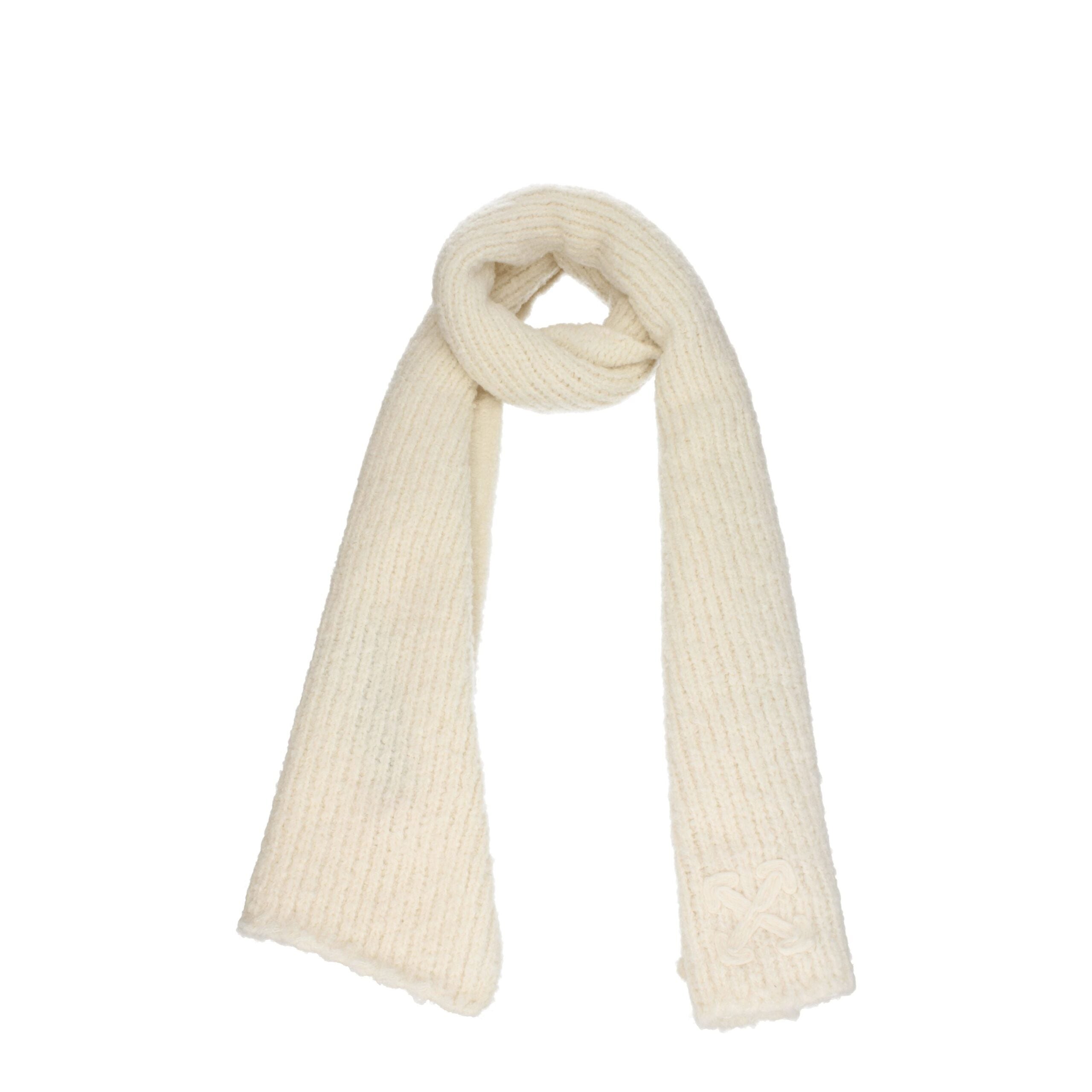 Indulge in the Off-White Beige Wool Scarf, a luxurious blend of wool and alpaca, embodying timeless elegance and sophistication for the discerning individual.