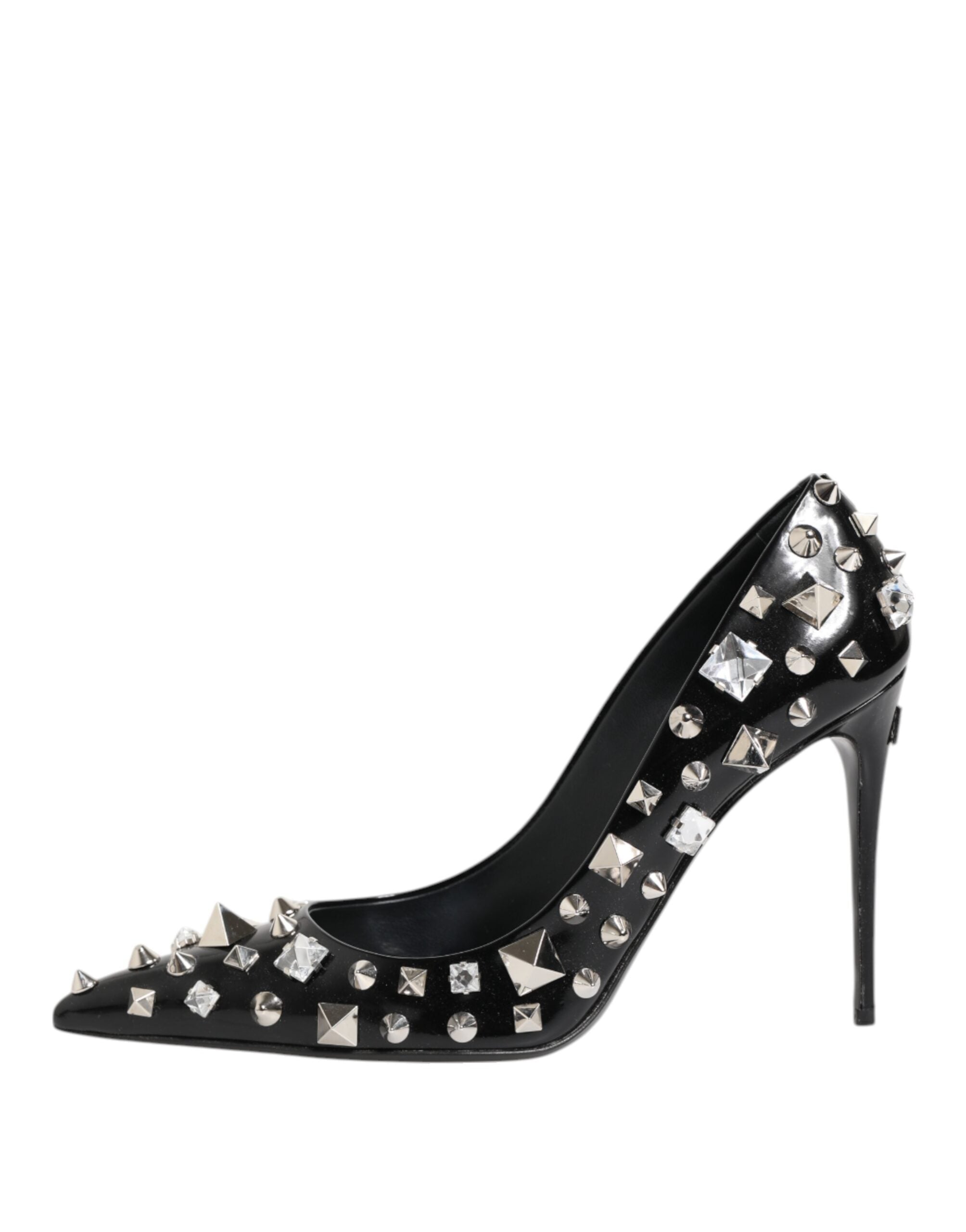 Dolce & Gabbana Black Crystals Studs Stiletto Pumps Shoes