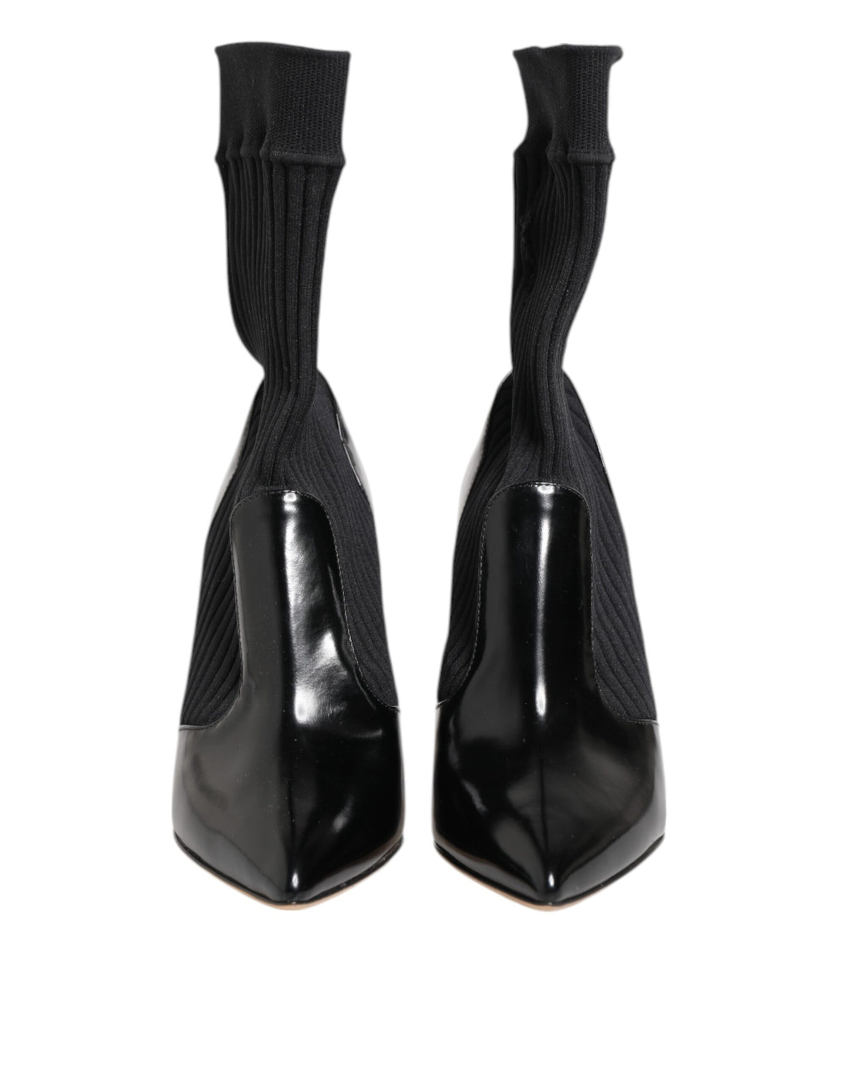 Step into the realm of luxury with Dolce & Gabbana's Black Stretch Stilettos Booties, crafted from exquisite materials for an elegant, confident allure.