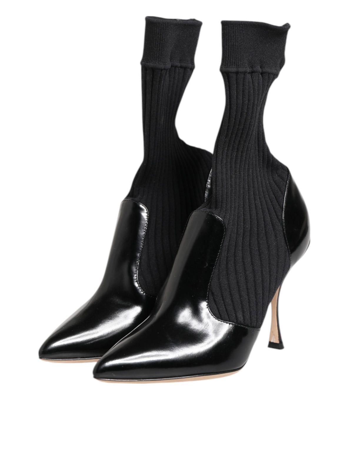 Elevate your style with Dolce & Gabbana's Black Stretch Stilettos Booties, a luxurious blend of artisan craftsmanship and sensual elegance, perfect for any sophisticated occasion.