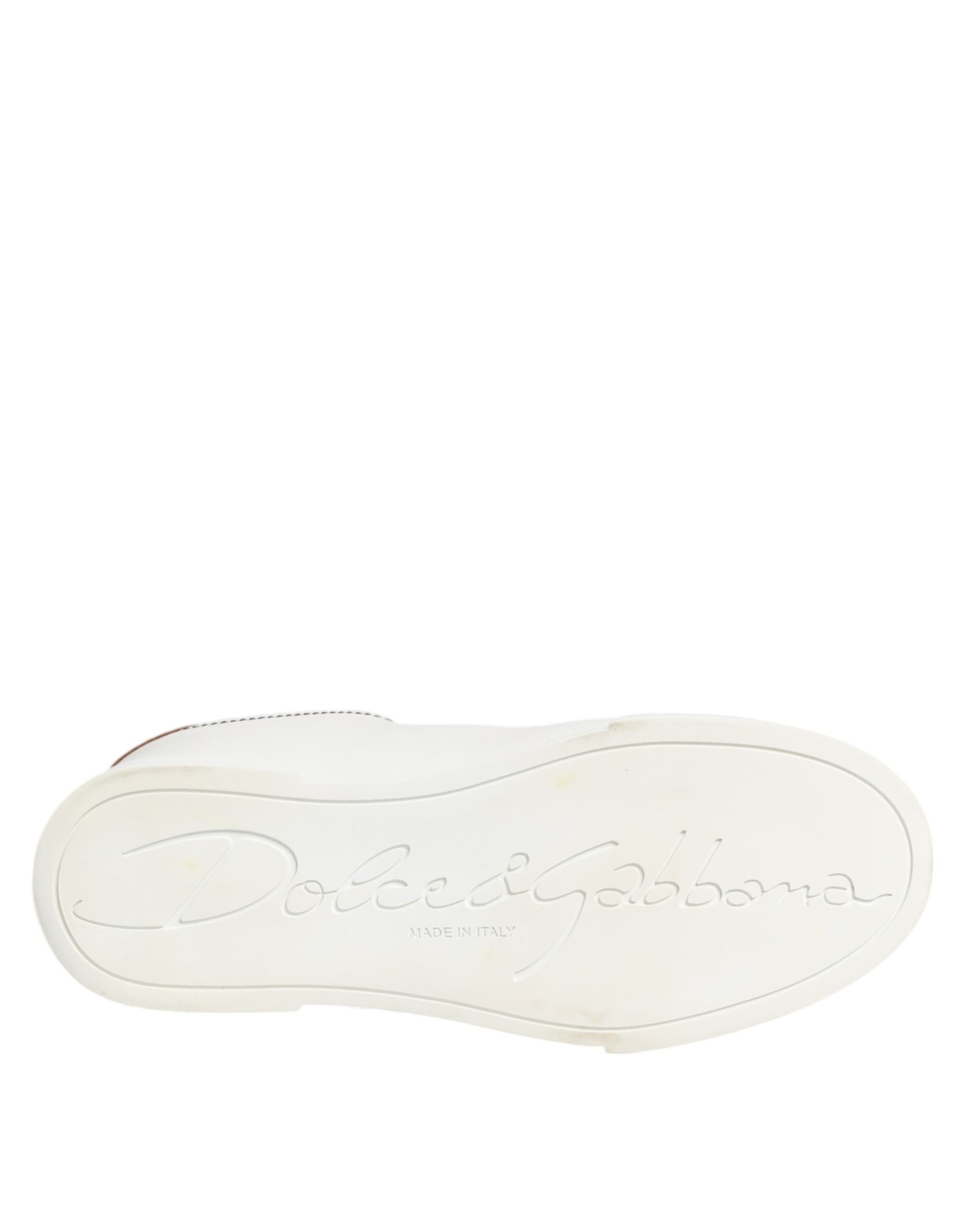 Dolce & Gabbana White Gold Leather Low Top Sneakers Shoes