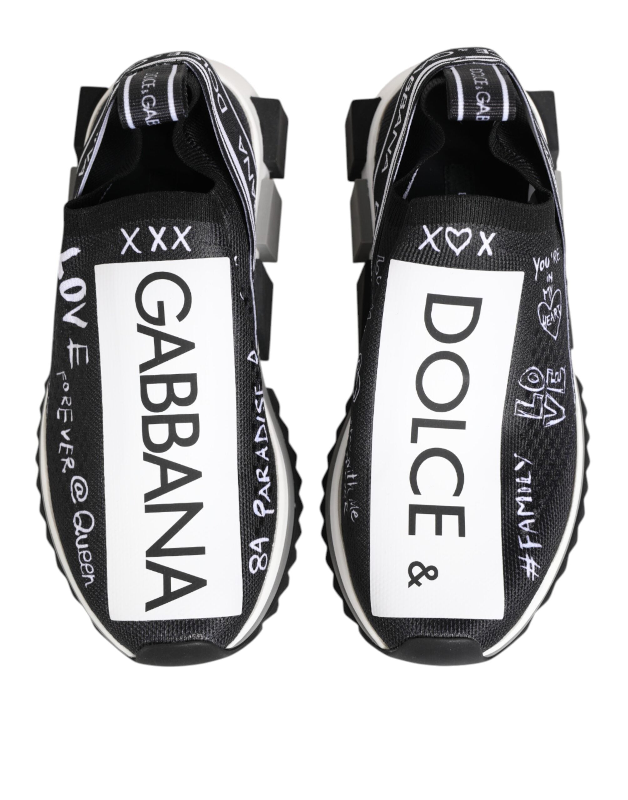 Dolce & Gabbana Black White Sorrento Low Top Sneakers Shoes