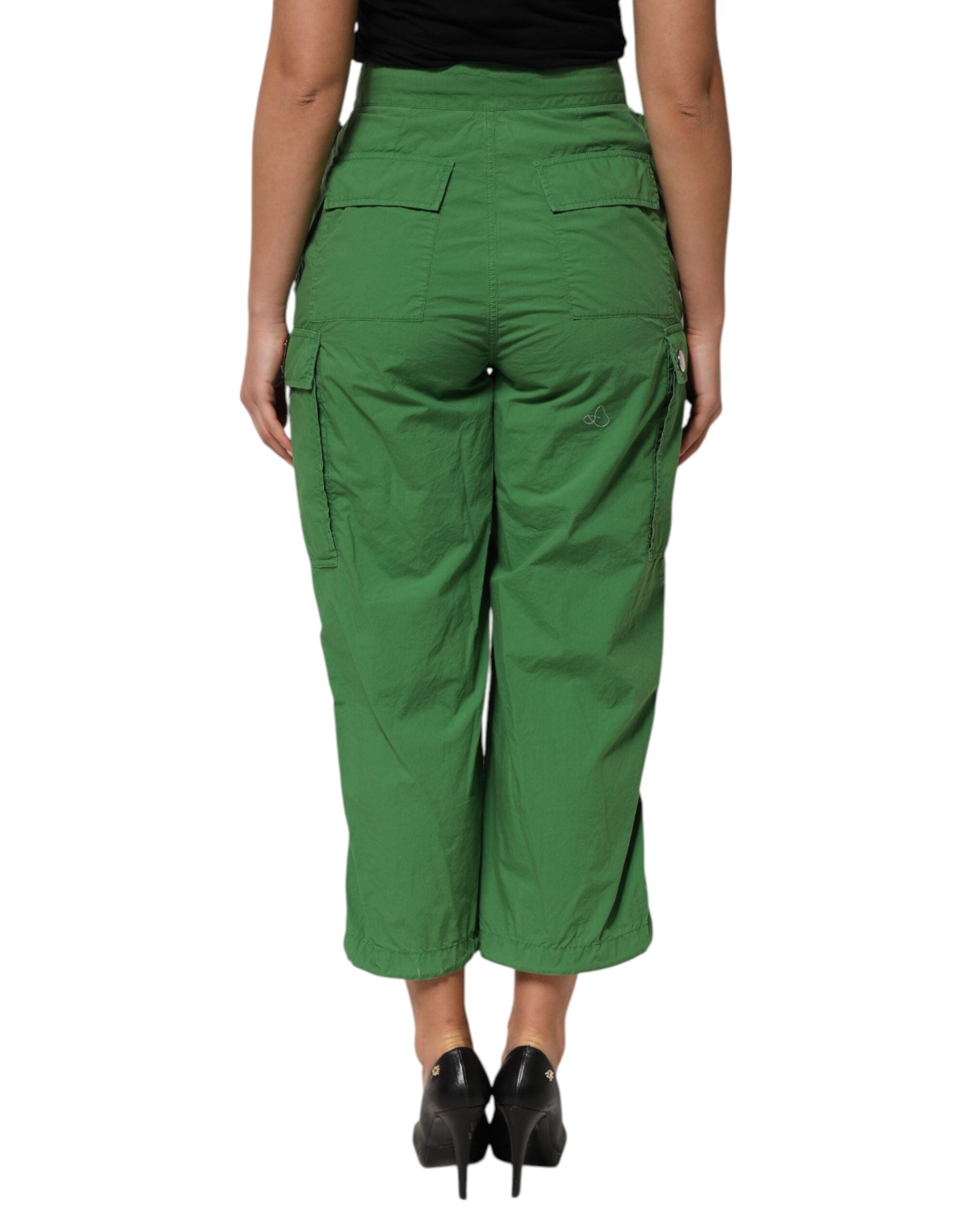 Indulge in the exquisite Dolce & Gabbana Green Cotton High Waist Cargo Trouser Pants, where Italian craftsmanship meets luxurious comfort, redefining elegance for the discerning individual.