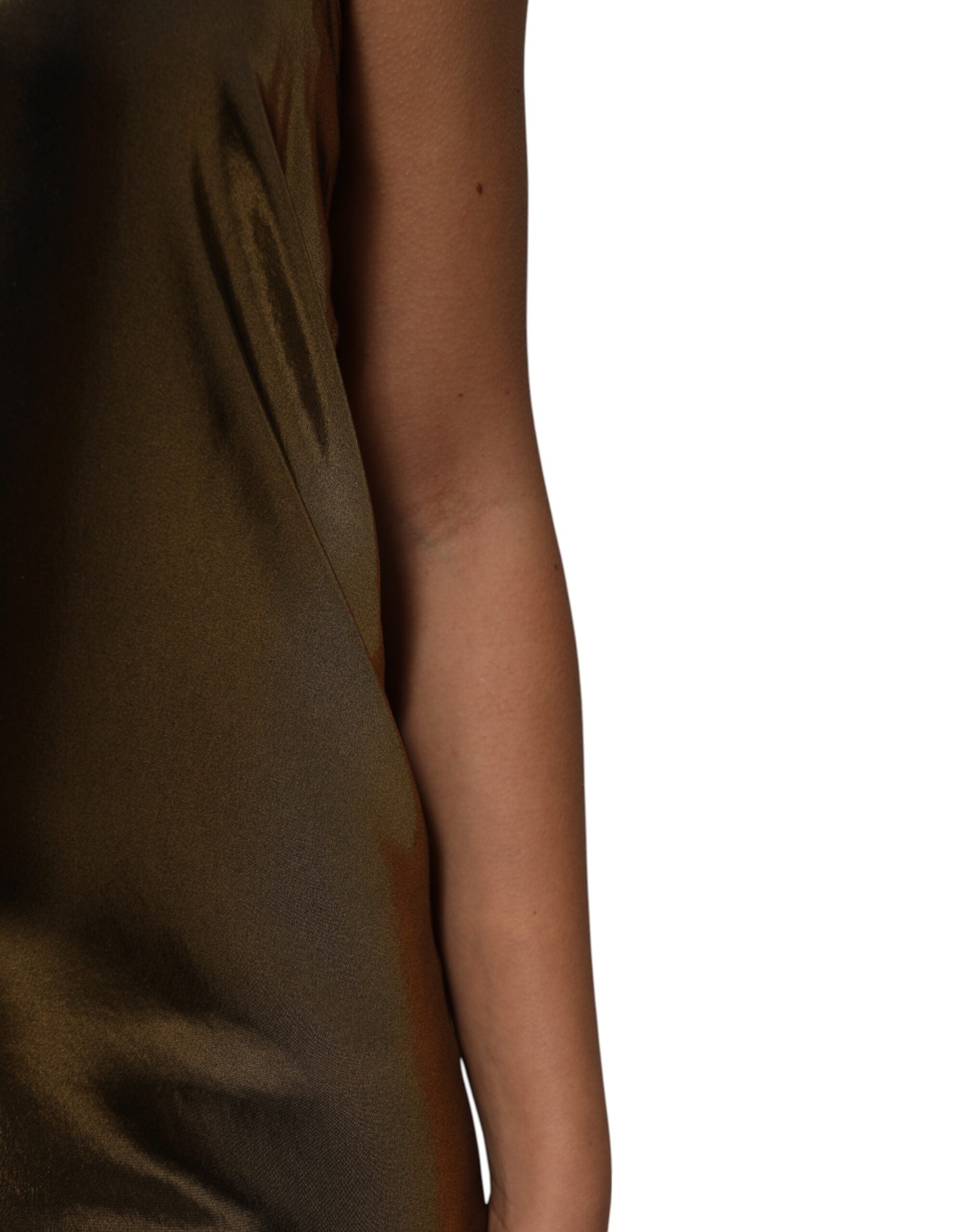 Elevate your elegance with the Dolce & Gabbana Metallic Gold Sleeveless A-line Mini Dress, a masterpiece of Italian craftsmanship in luxurious nylon and elastane.