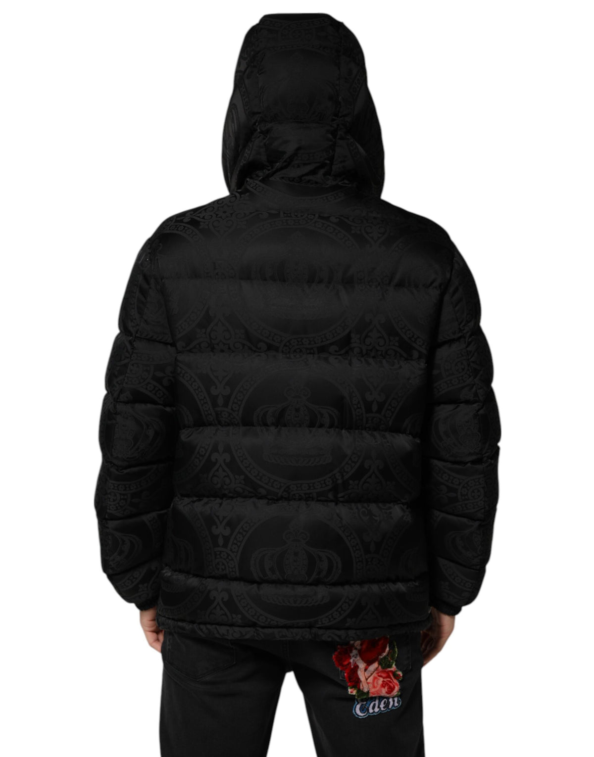 Dolce & Gabbana Black Jacquard Quilted Puffer Jacket - Exquisite Luxury