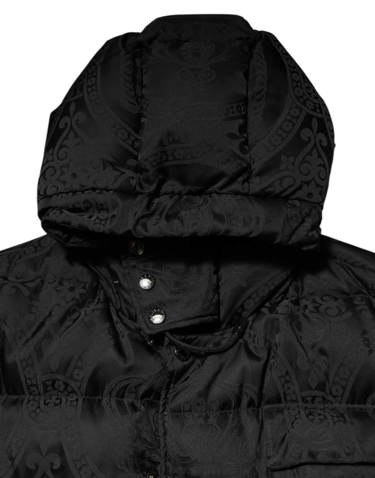 Dolce & Gabbana Black Jacquard Quilted Puffer Jacket - Luxury Redefined