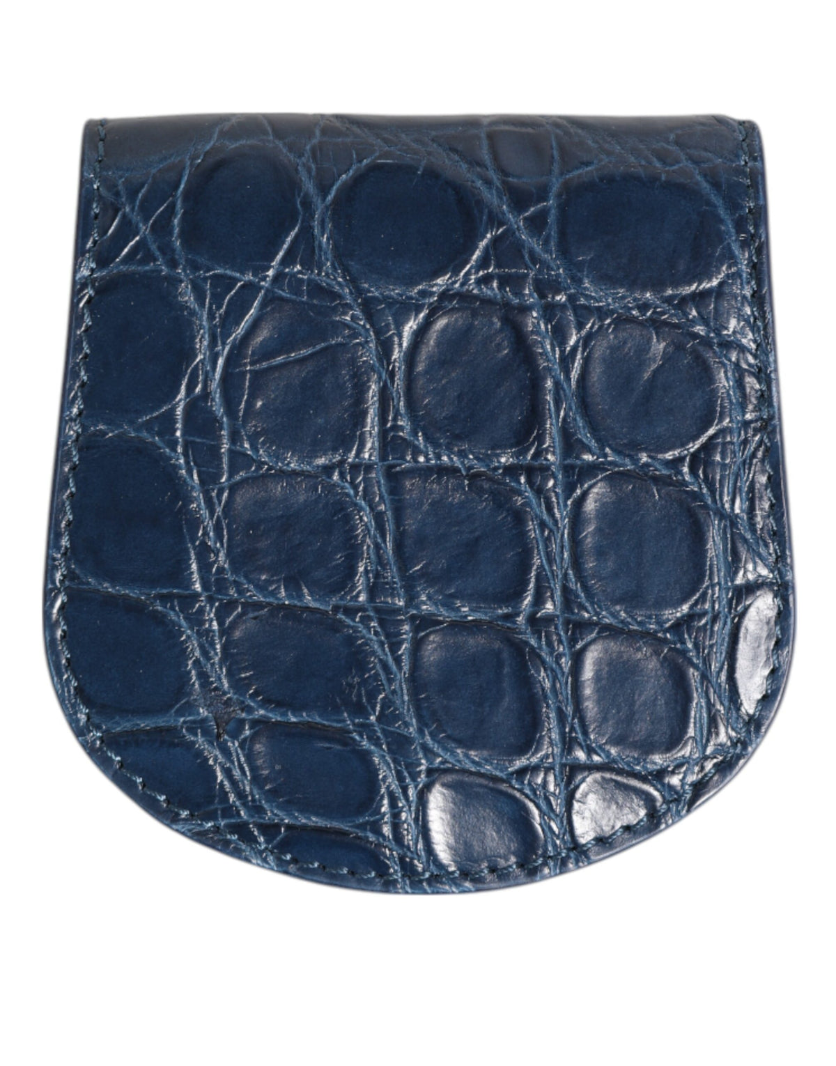 Indulge in the allure of the Dolce & Gabbana Blue Exotic Skin Coin Condom Case Holder Wallet, crafted from luxurious caiman leather, embodying sophistication and timeless elegance.