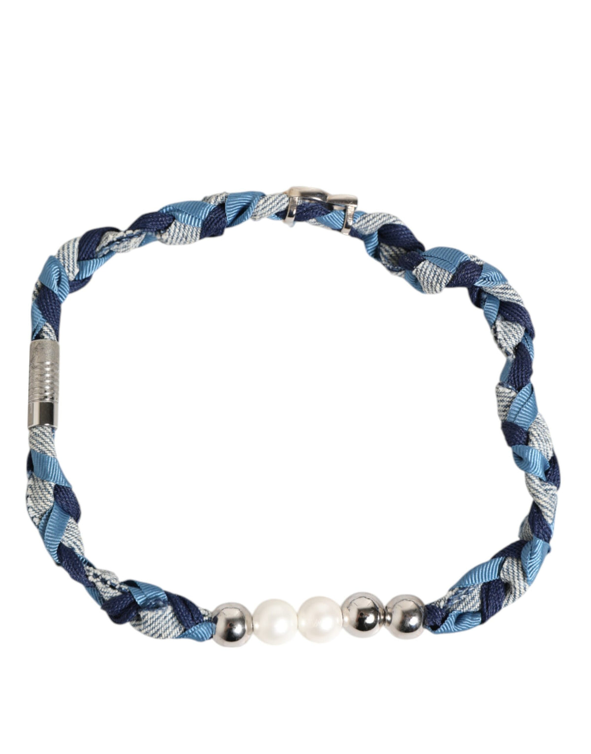 Discover the exquisite Dolce & Gabbana Blue White Braided Bracelet, a masterful blend of craftsmanship and style, perfect for those who embody luxury and elegance.
