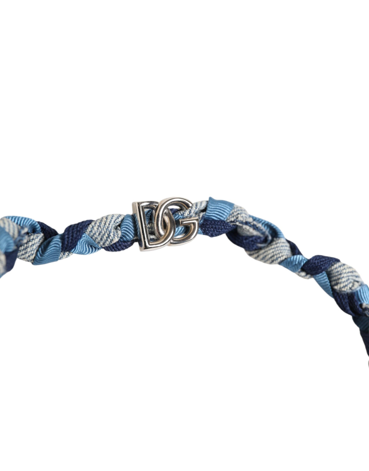 Discover the Dolce & Gabbana Blue White Braided Silver Metal Logo Beaded Men Bracelet, a timeless statement of luxury and exquisite Italian craftsmanship, perfect for the discerning individual.
