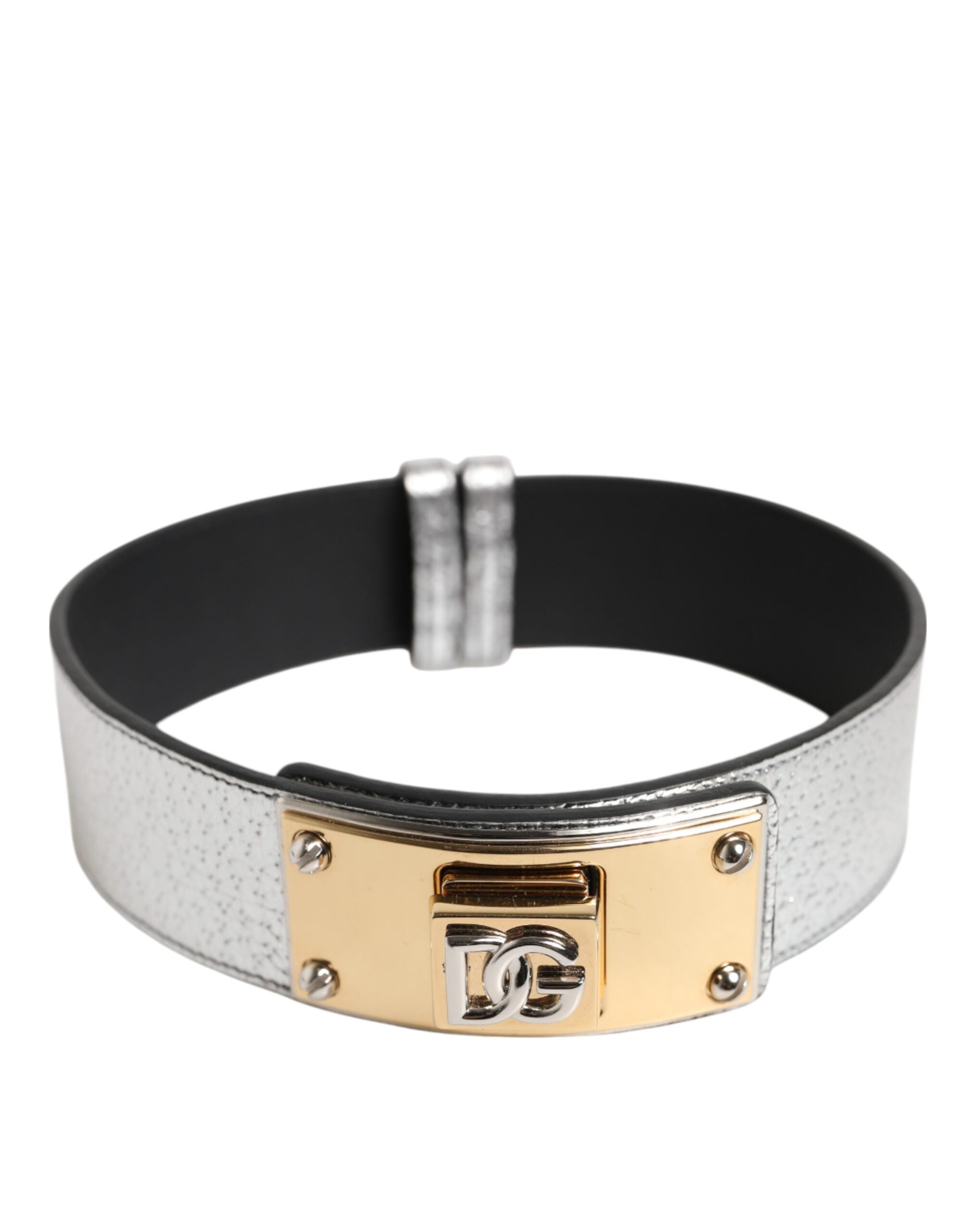 Indulge in the exquisite allure of the Dolce & Gabbana Silver Textured Leather Neckband, a luxurious statement piece that embodies Italian craftsmanship and sophistication.