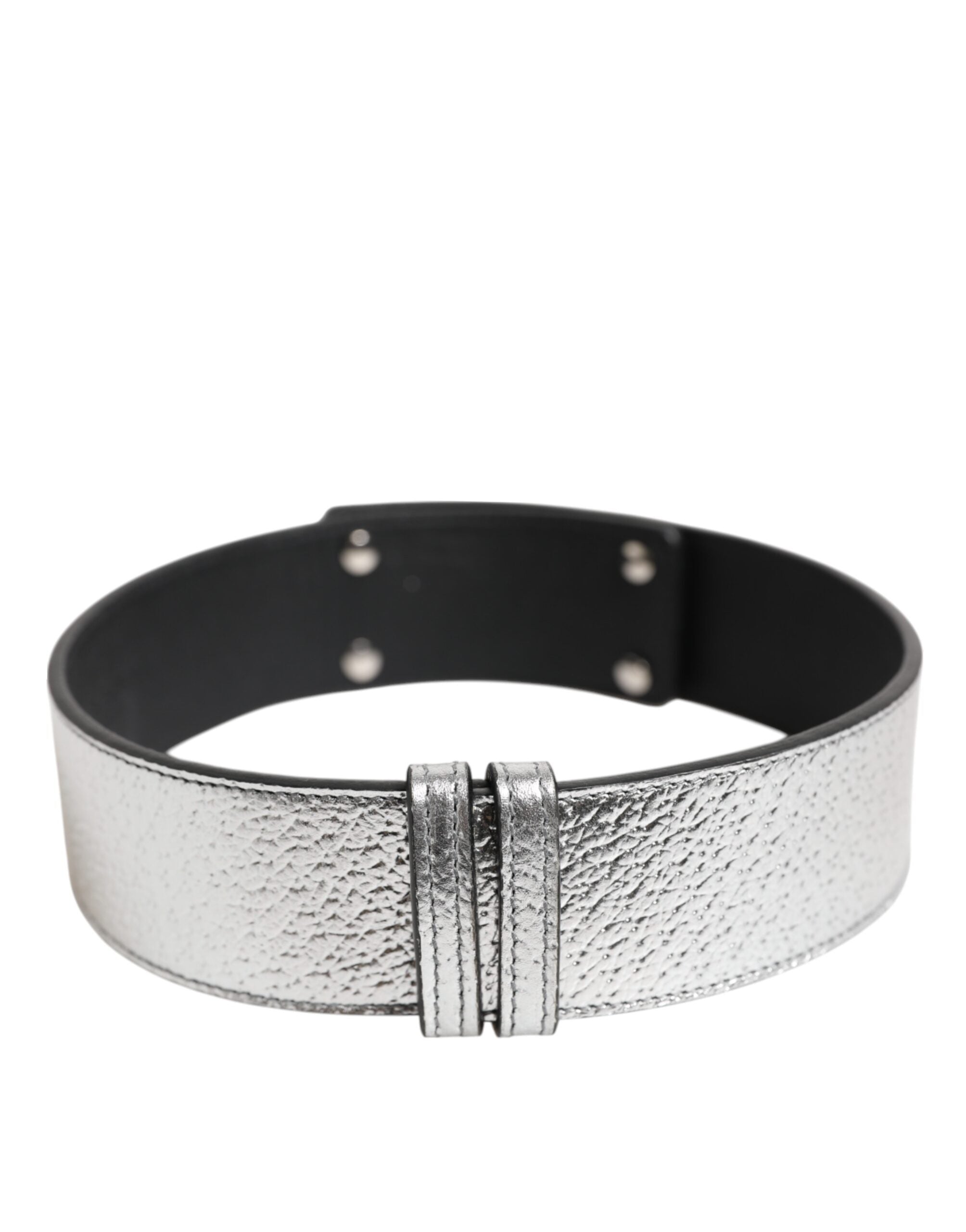 Indulge in the exquisite allure of the Dolce & Gabbana Silver Textured Leather Neckband, a luxurious statement piece that embodies Italian craftsmanship and sophistication.