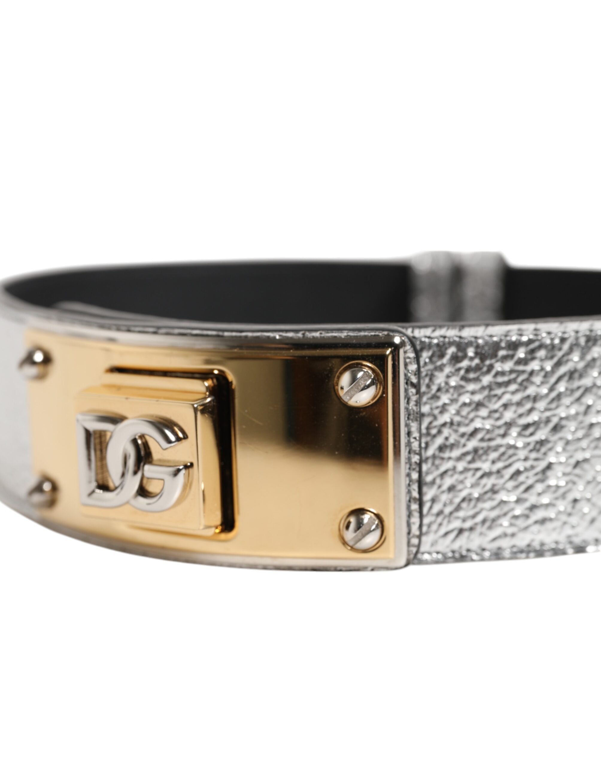 Discover the exquisite Dolce & Gabbana Silver Textured Leather Neckband, a luxurious statement piece that embodies Italian craftsmanship and elevates your style with elegance.