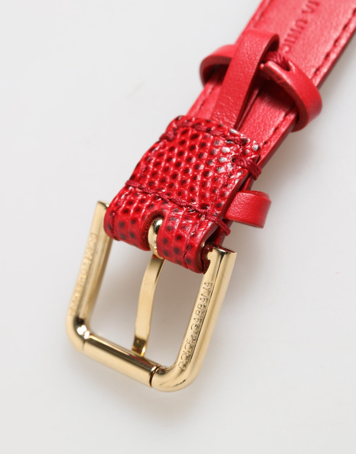 Indulge in the opulence of the Dolce & Gabbana Red Exotic Leather Armband, a testament to Italian craftsmanship, merging luxurious design with timeless elegance.