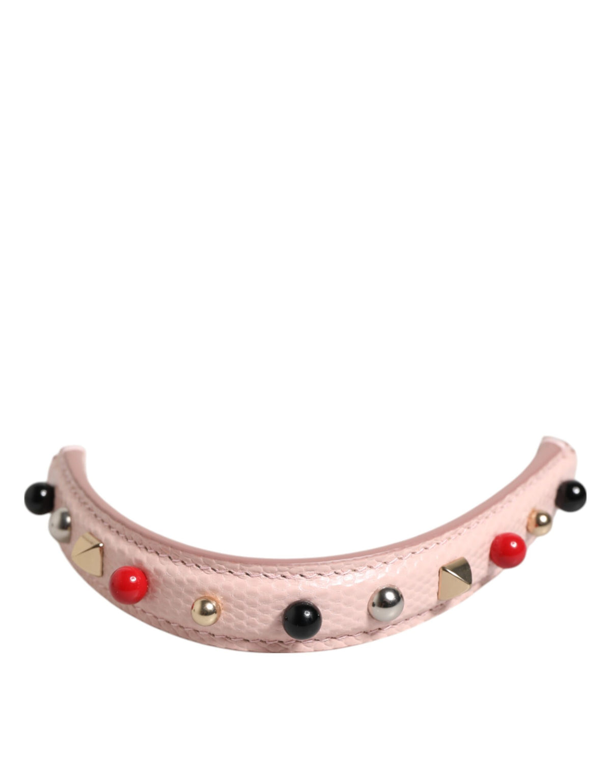 Elevate your style with the Dolce & Gabbana Light Pink Embellished Leather Shoulder Strap, a luxurious accessory crafted from 100% calf leather, embodying Italian elegance and sophistication.