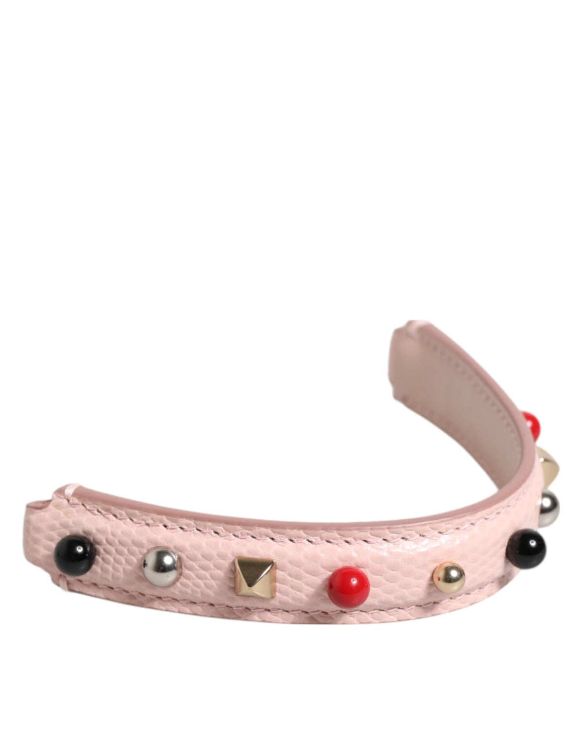 Elevate your style with the Dolce & Gabbana Light Pink Embellished Leather Shoulder Strap, a symbol of Italian luxury crafted from 100% calf leather for timeless elegance.