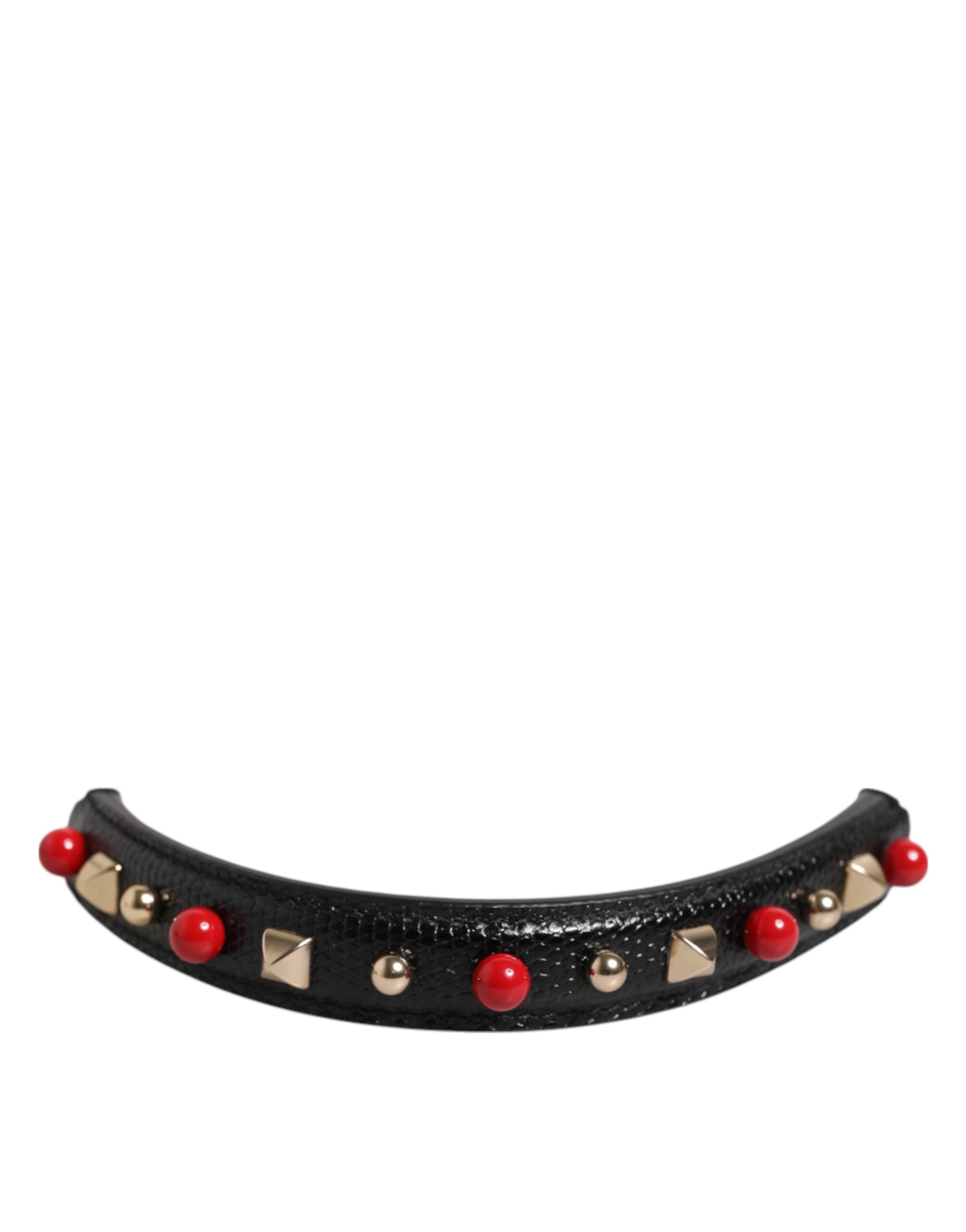 Elevate your style with the Dolce & Gabbana Black Embellished Leather Bag Handle, a masterpiece of Italian craftsmanship that embodies luxury and sophistication.