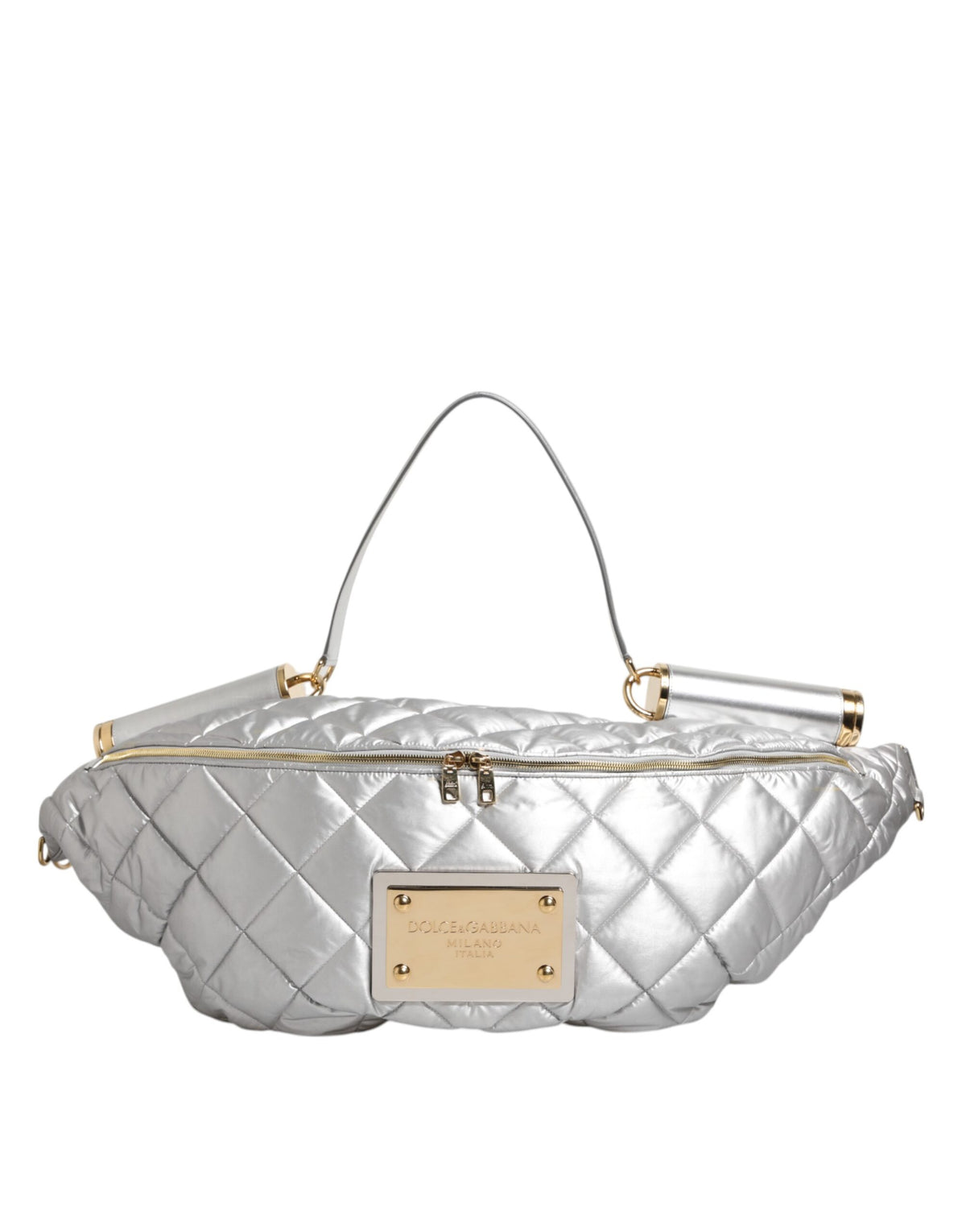 Indulge in the elegance of the Dolce & Gabbana Silver Quilted Filled Crossbody Shoulder Bag, a symbol of Italian craftsmanship that enhances your sophisticated allure.