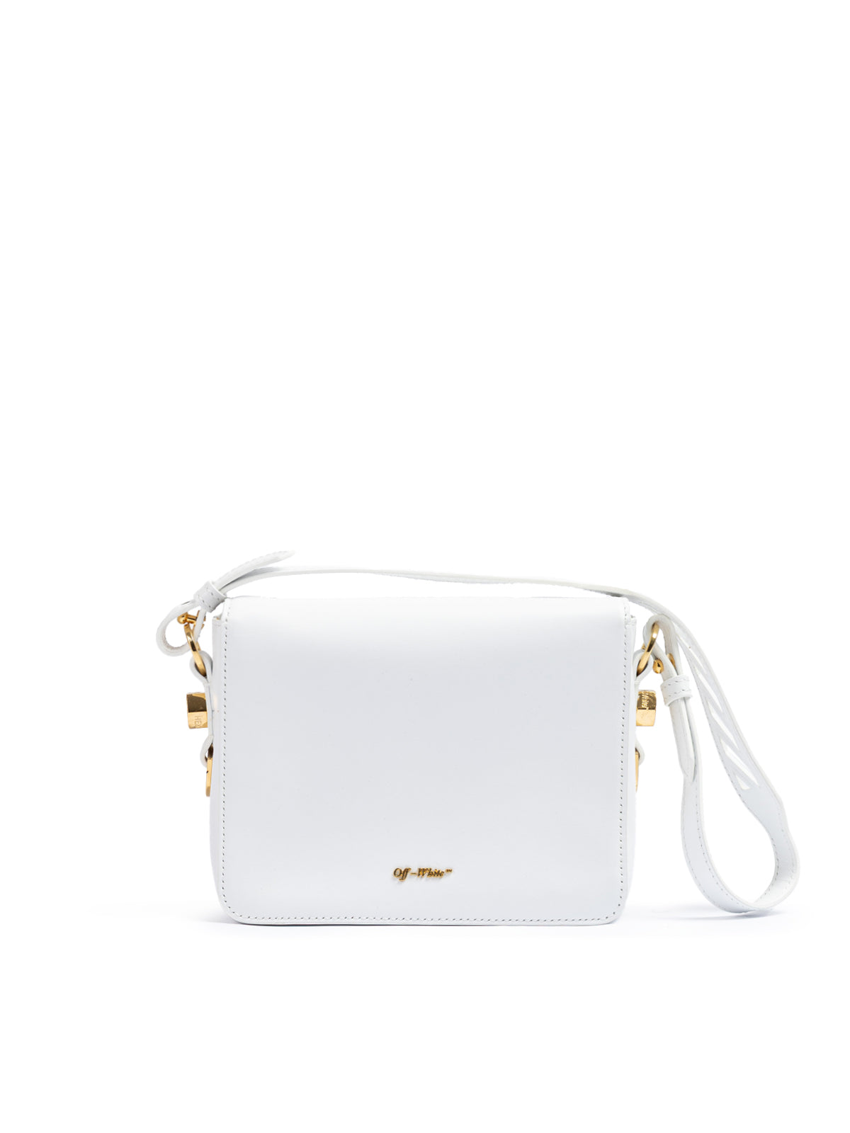 Off-White White/Gold Metallic Stripe Crossbody Bag