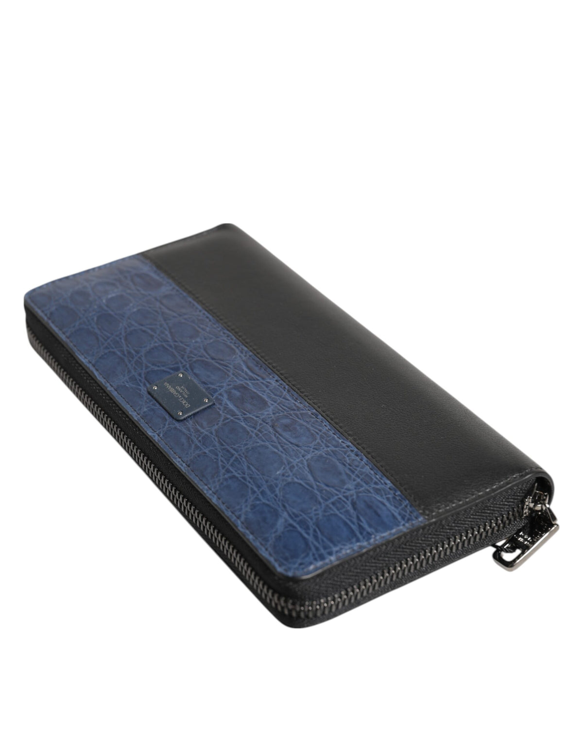 Discover the Dolce & Gabbana Black Blue Exotic Leather Continental Clutch Wallet, a masterpiece of exquisite craftsmanship that embodies timeless elegance and sophistication.